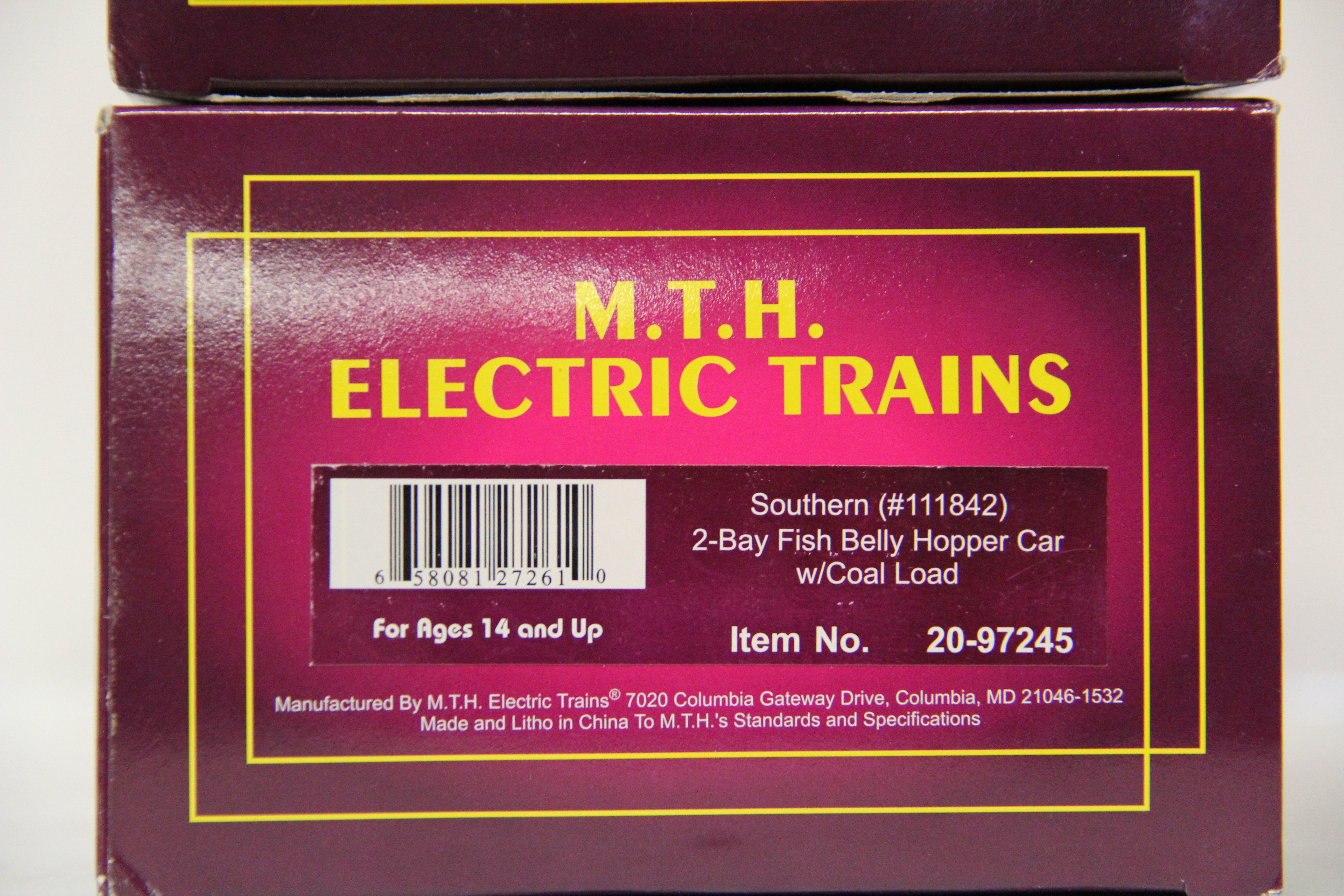 MTH 20-97245 Southern 2-Bay Fish Belly Hopper Car w. Coal Load-2 Car Set-Second hand-M5319