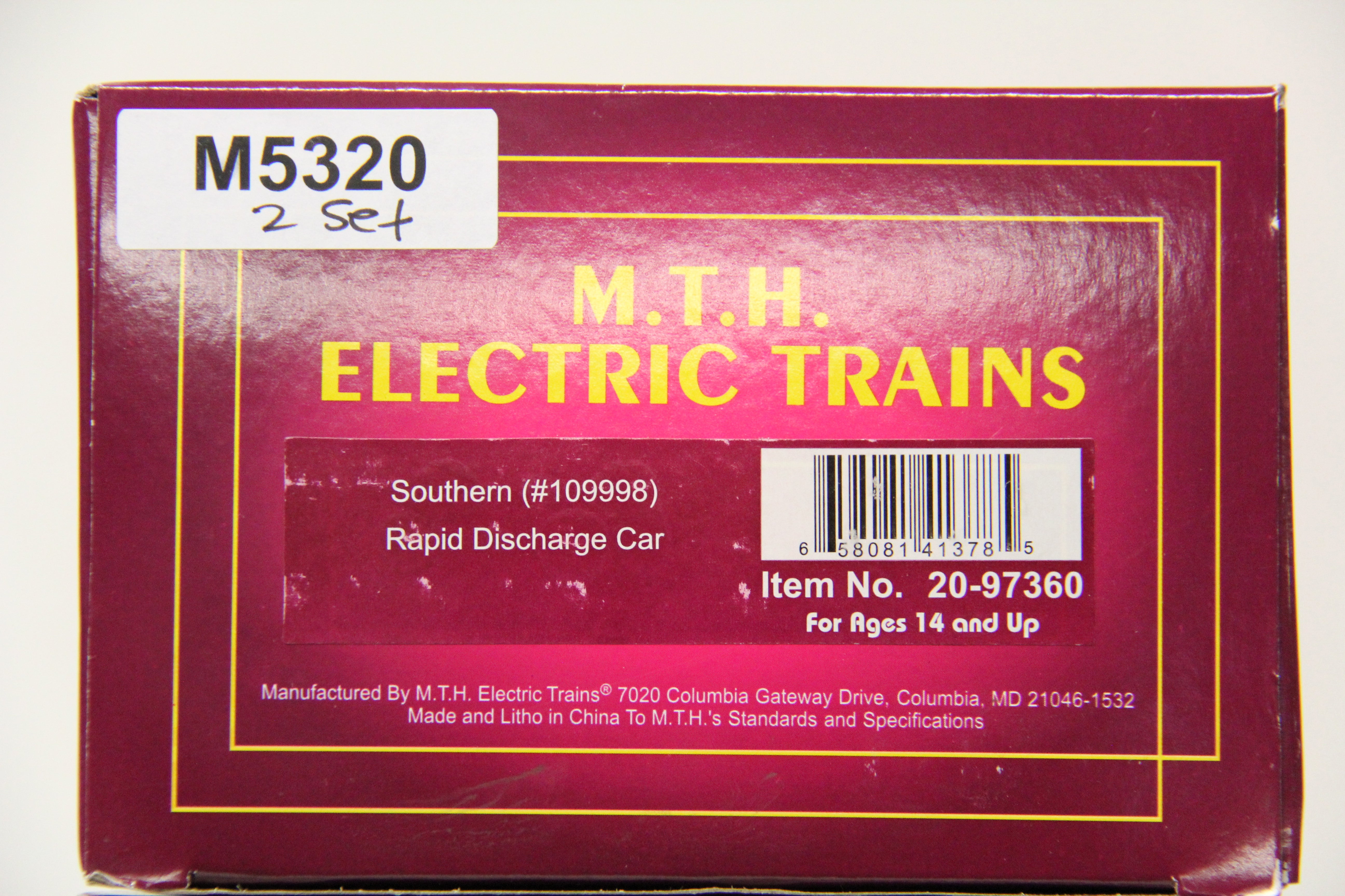 MTH 20-97360 Southern Rapid Discharge Car-2 Car Set-Second hand-M5320