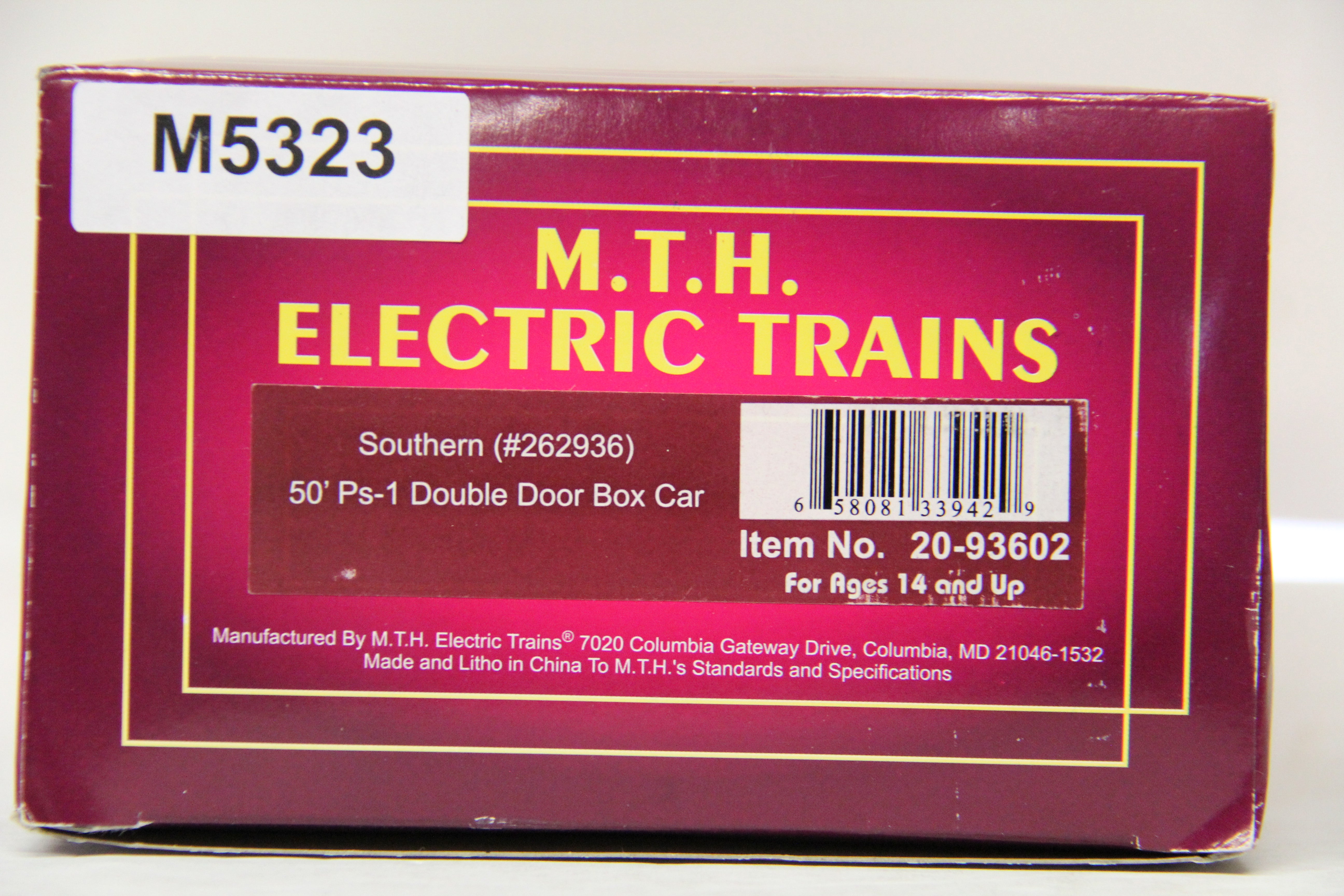 MTH 20-93602 Southern #262936 -50' Ps-1 Double Door Box Car-Second hand-M5323