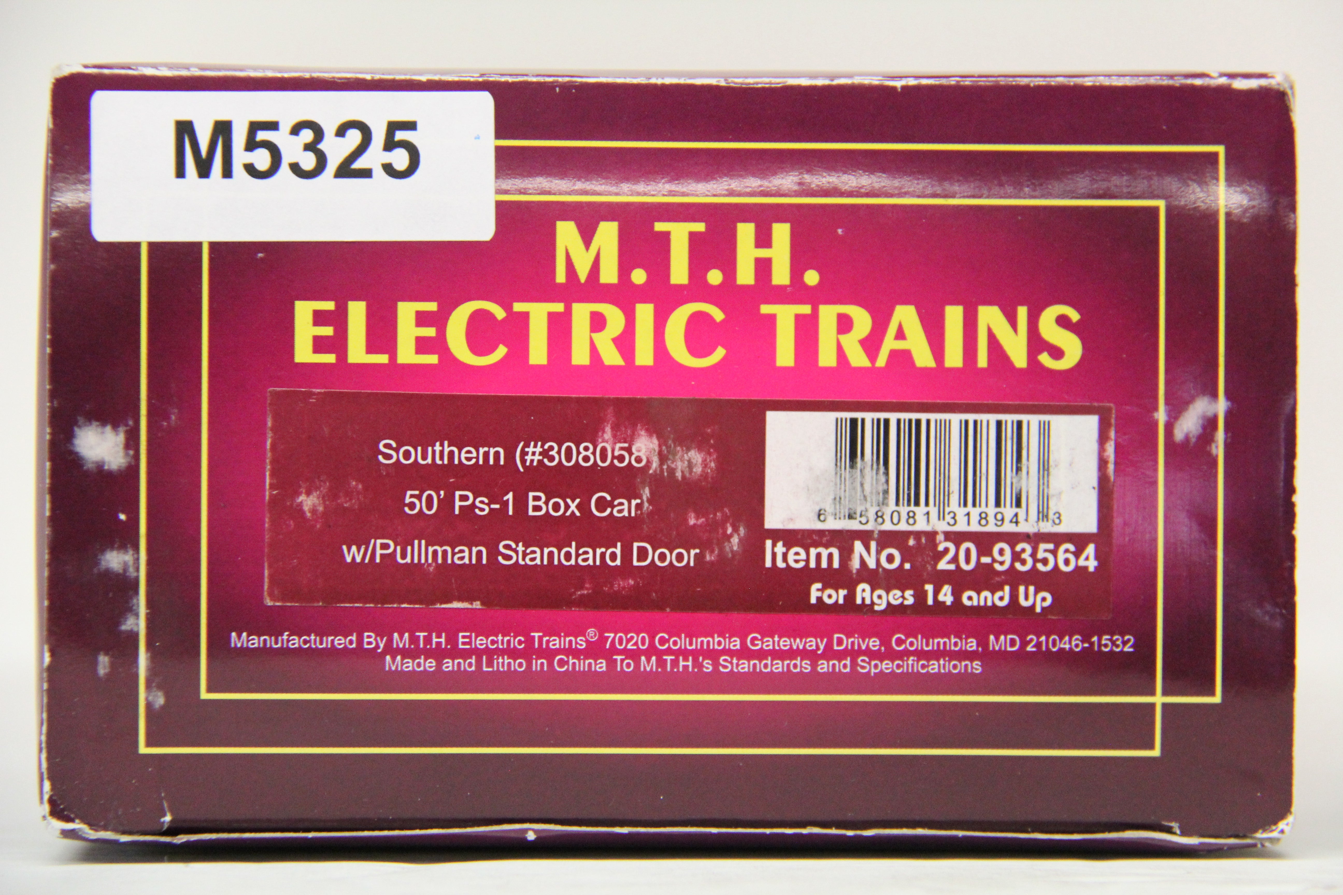 MTH 20-93564 Southern #308058 -50' Ps-1 box Car w/ Pullman Standard Door-Second hand-M5325