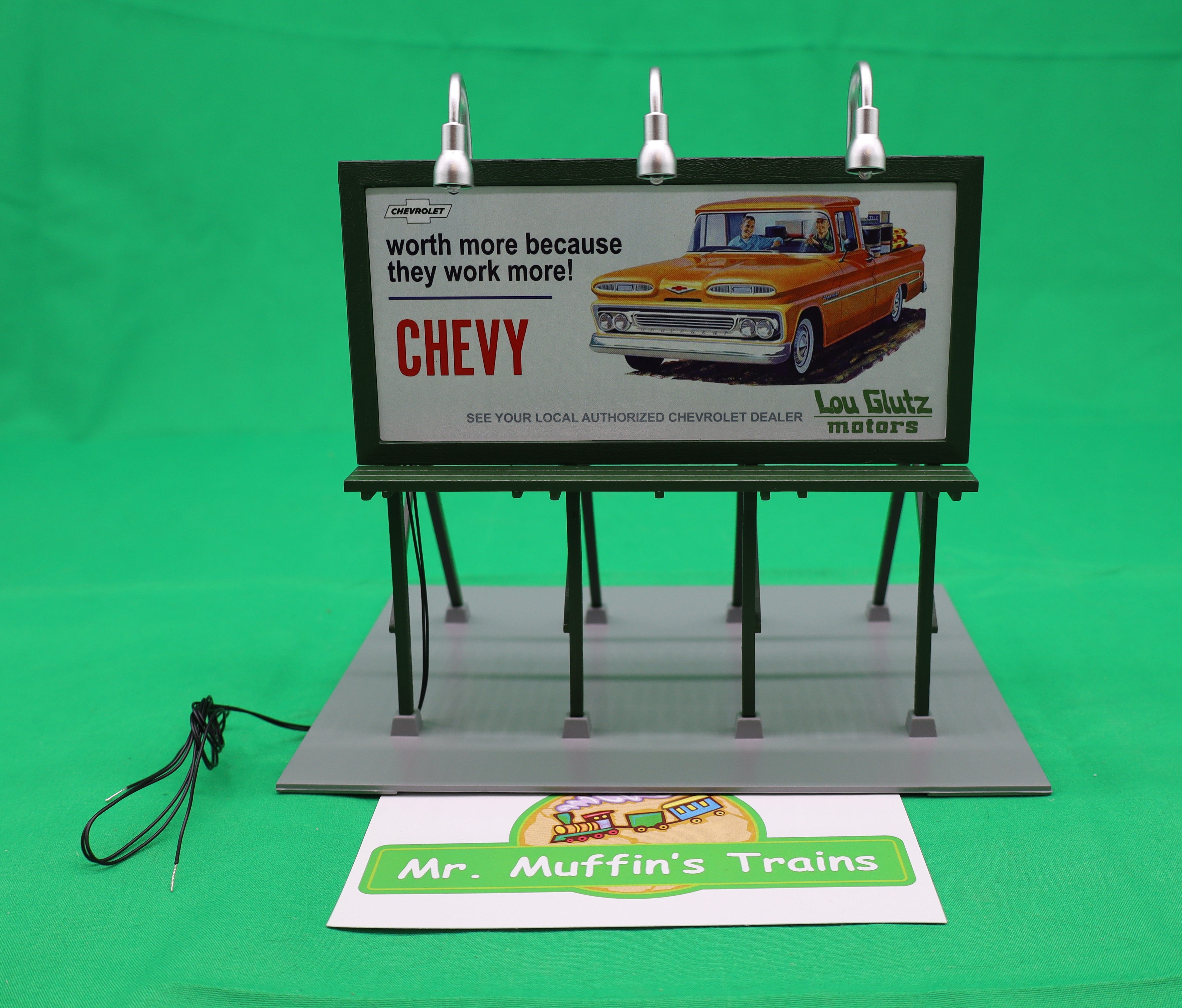 MTH 30-90746 - RailKing - Lighted Billboard "Lou Glutz Motors"