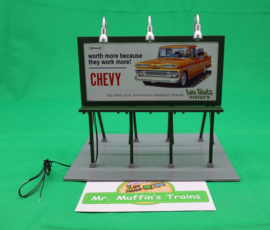 MTH 30-90746 - RailKing - Lighted Billboard "Lou Glutz Motors"