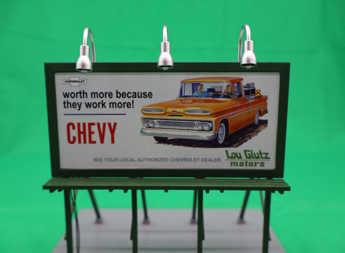 MTH 30-90746 - RailKing - Lighted Billboard "Lou Glutz Motors"