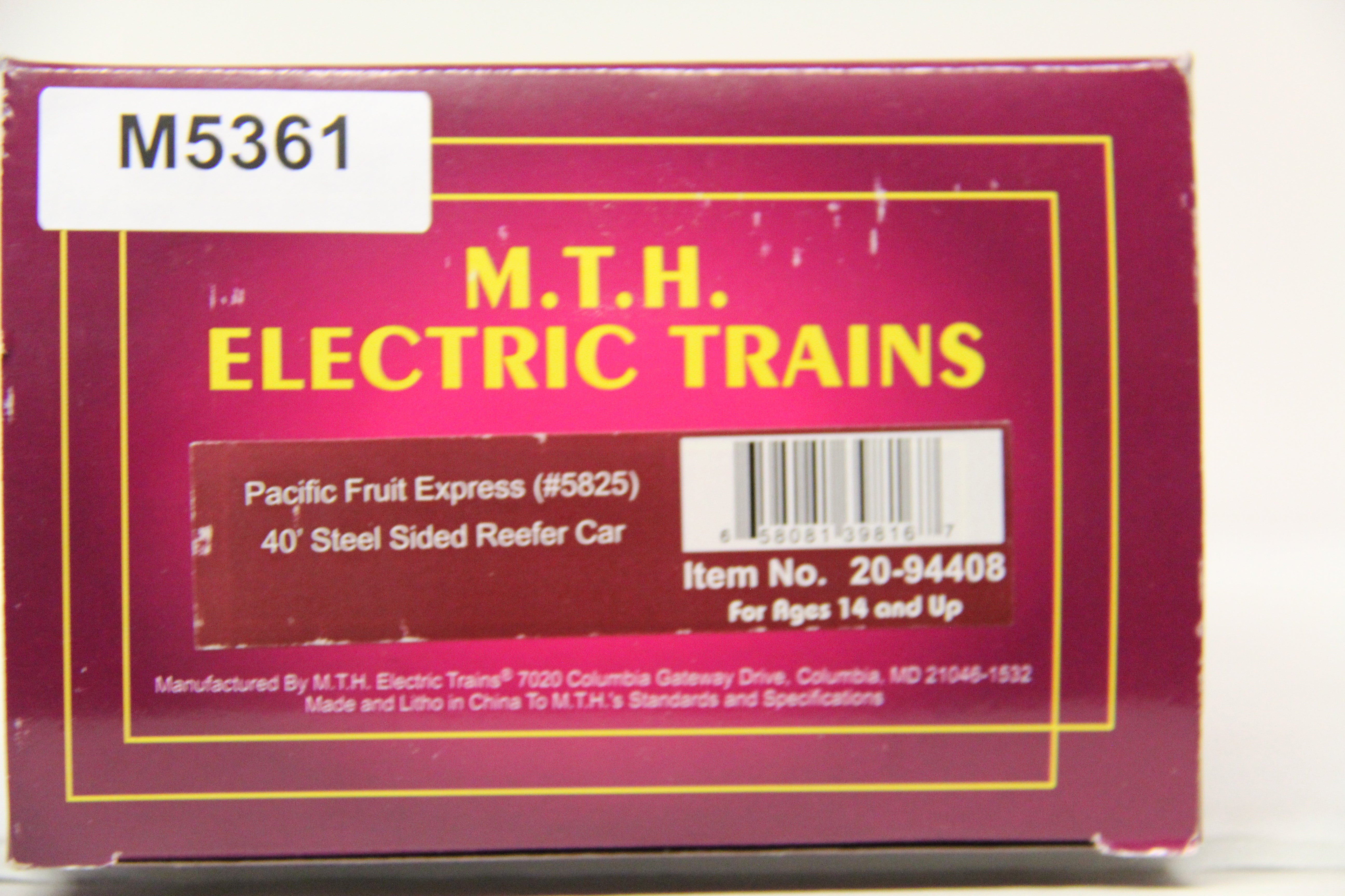 MTH 20-94408 Pacific Fruit Express 40' Steel Sided Reefer Car-Second hand-M5361