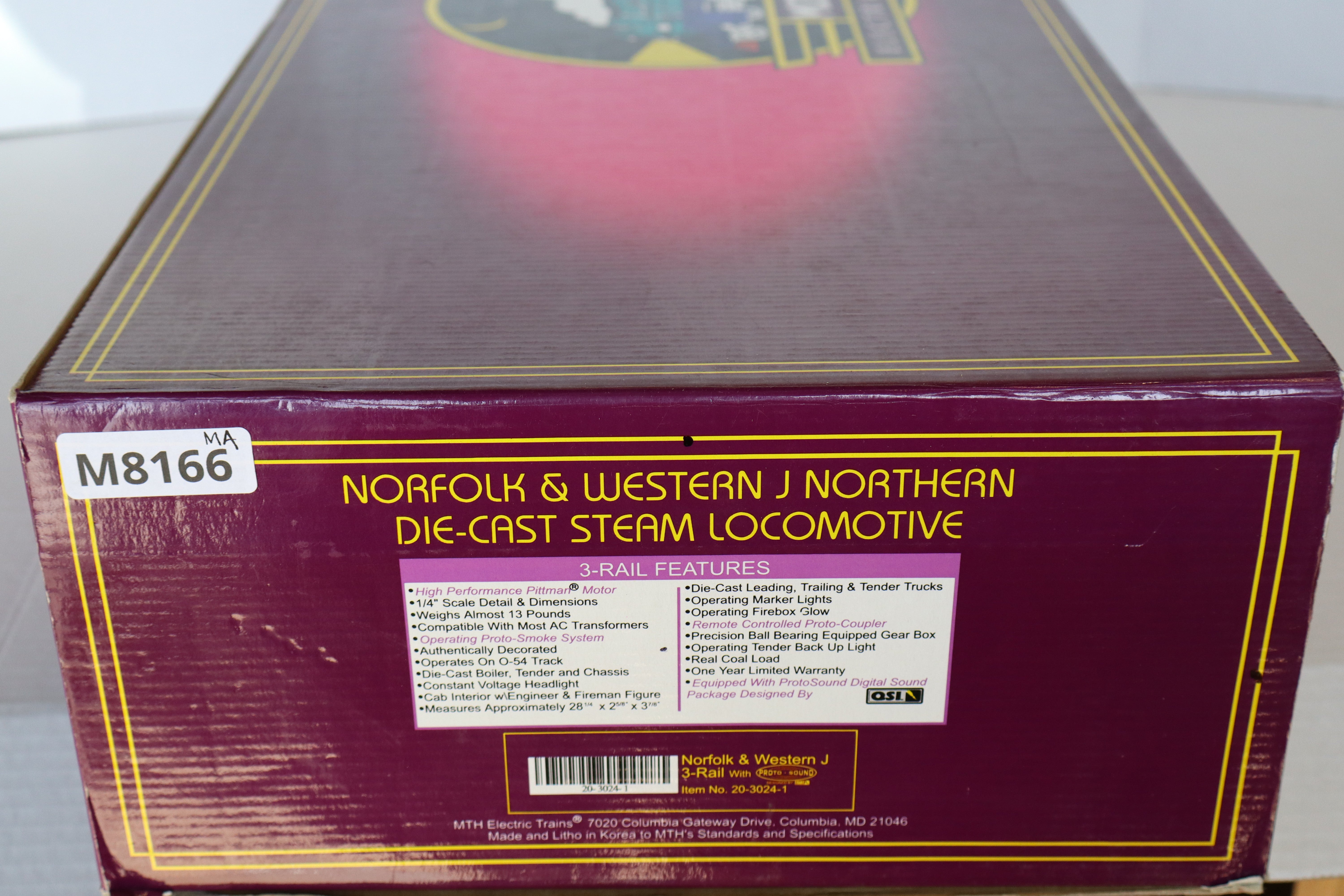 MTH 20-3024-1 Norfolk & Western J Northern Diecast Steam Locomotive-Second hand-M8166