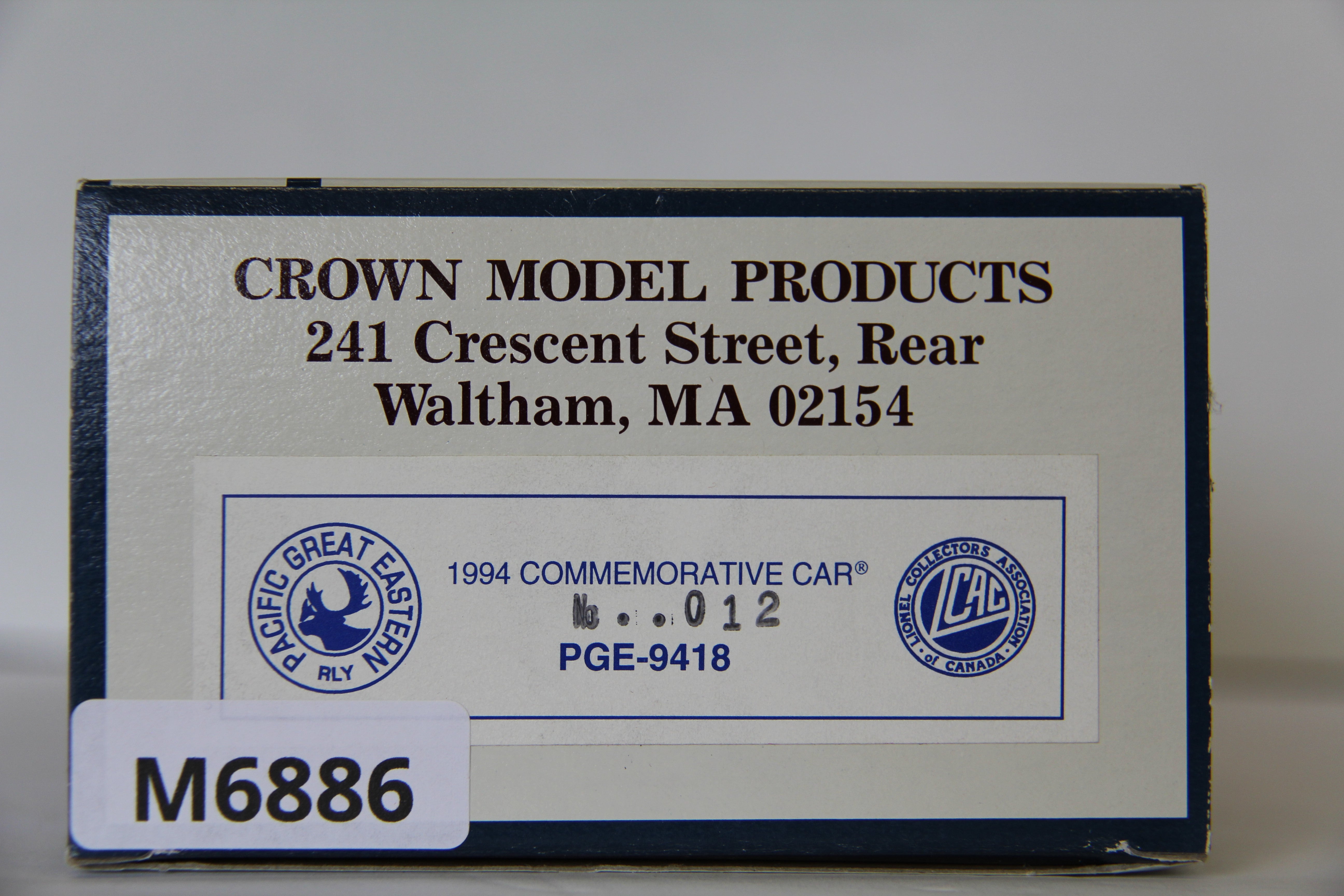 Crown Model Products PGE-9418 1994 Pacific Great Eastern Commemorative Car No. 12-Second hand-M6886