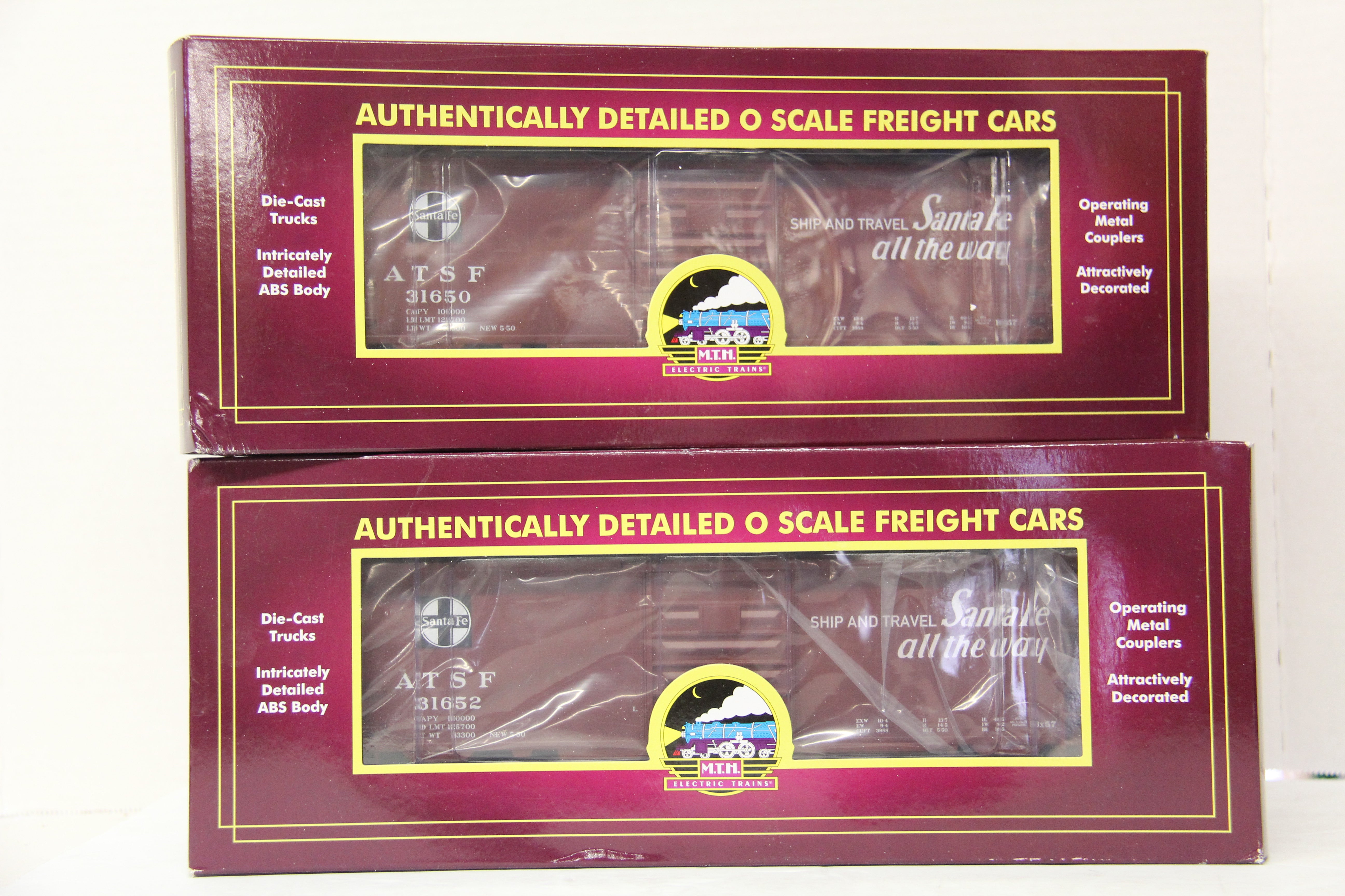 MTH 20-93888 Santa Fe 40' Box Car-2 Car Set-Second hand-M5384