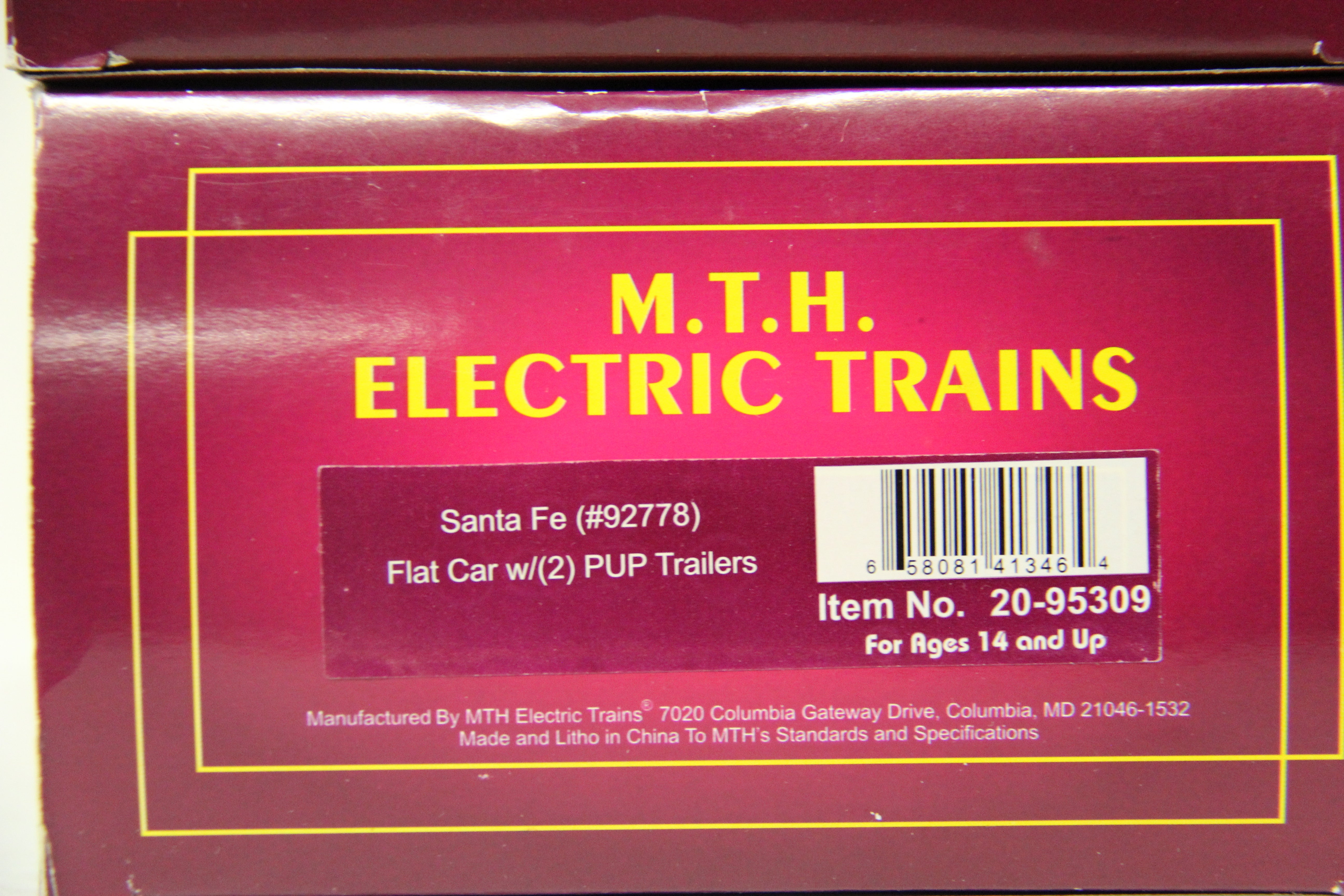 MTH 20-95309 Santa Fe Flat Car w/ 2 PUP Trailers-2 Car Set-Second hand-M5386