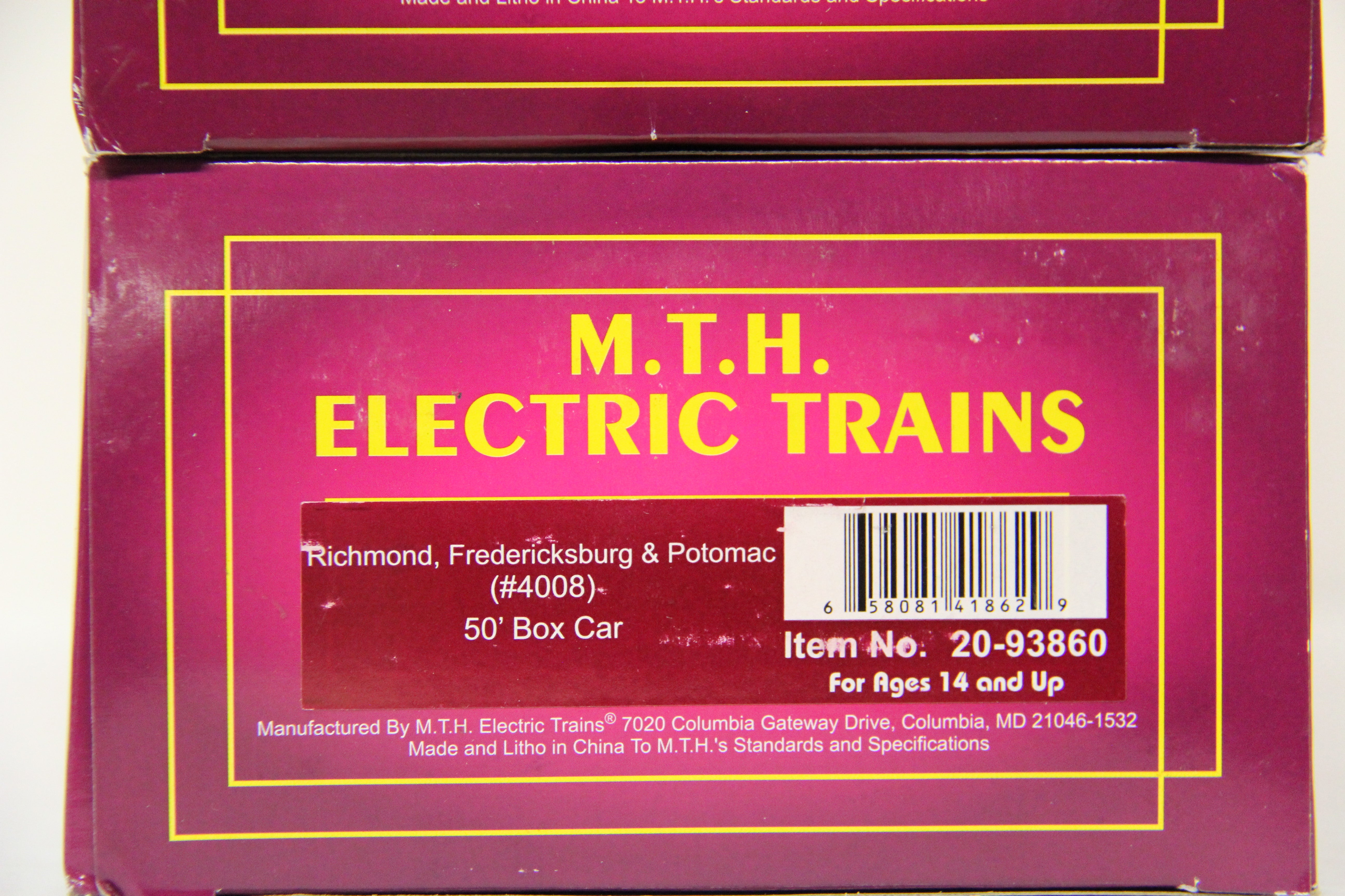 MTH 20-93860 Richmond, Fredericksburg & Potomac 50' Box Car-2 Car Set-Second hand-M5399