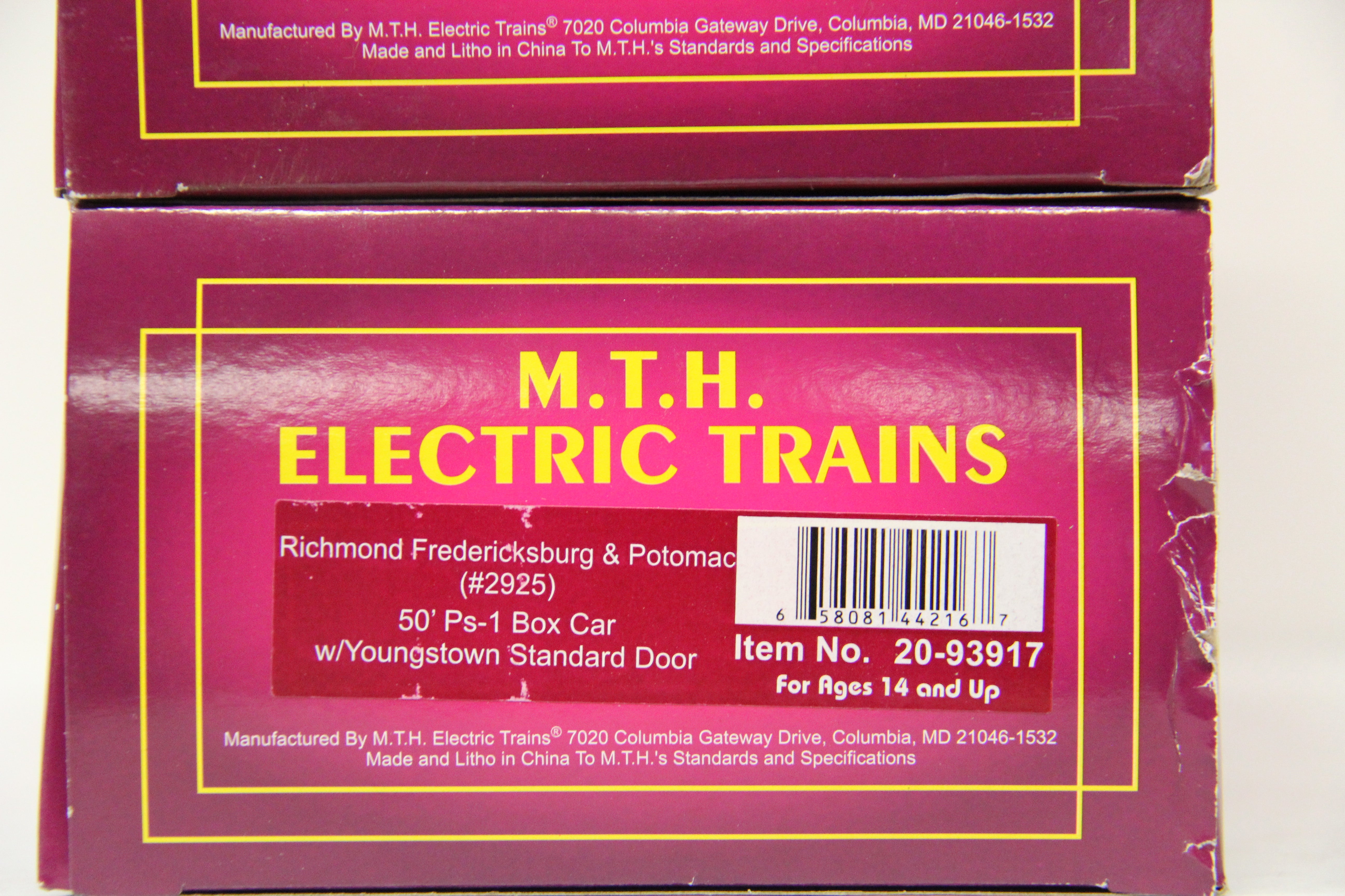 MTH 20-93917 Richmond, Fredericksburg & Potomac 50' Ps-1  Box Car w/ Youngstown Standard Door-2 Car Set-Second hand-M5400