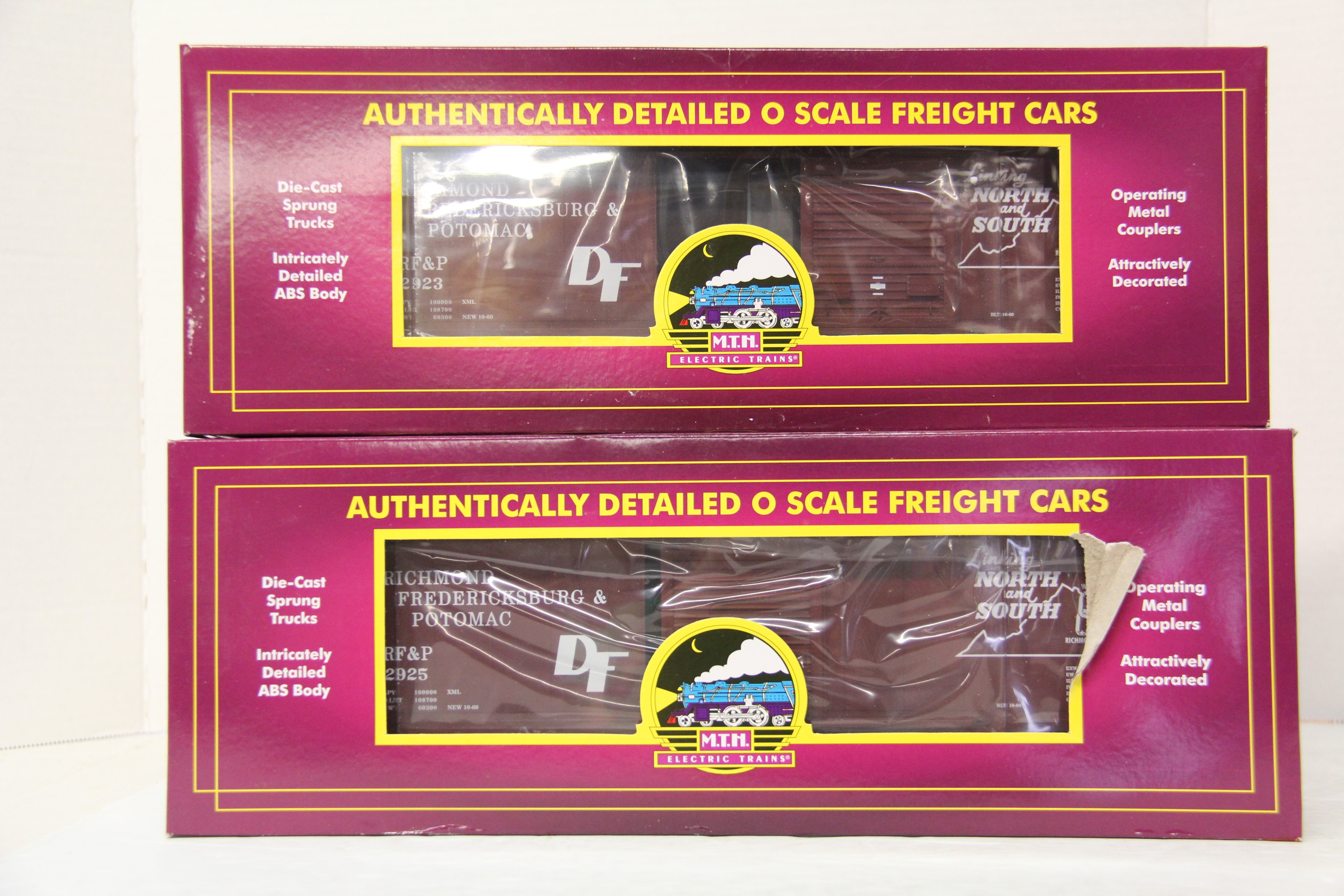 MTH 20-93917 Richmond, Fredericksburg & Potomac 50' Ps-1  Box Car w/ Youngstown Standard Door-2 Car Set-Second hand-M5400