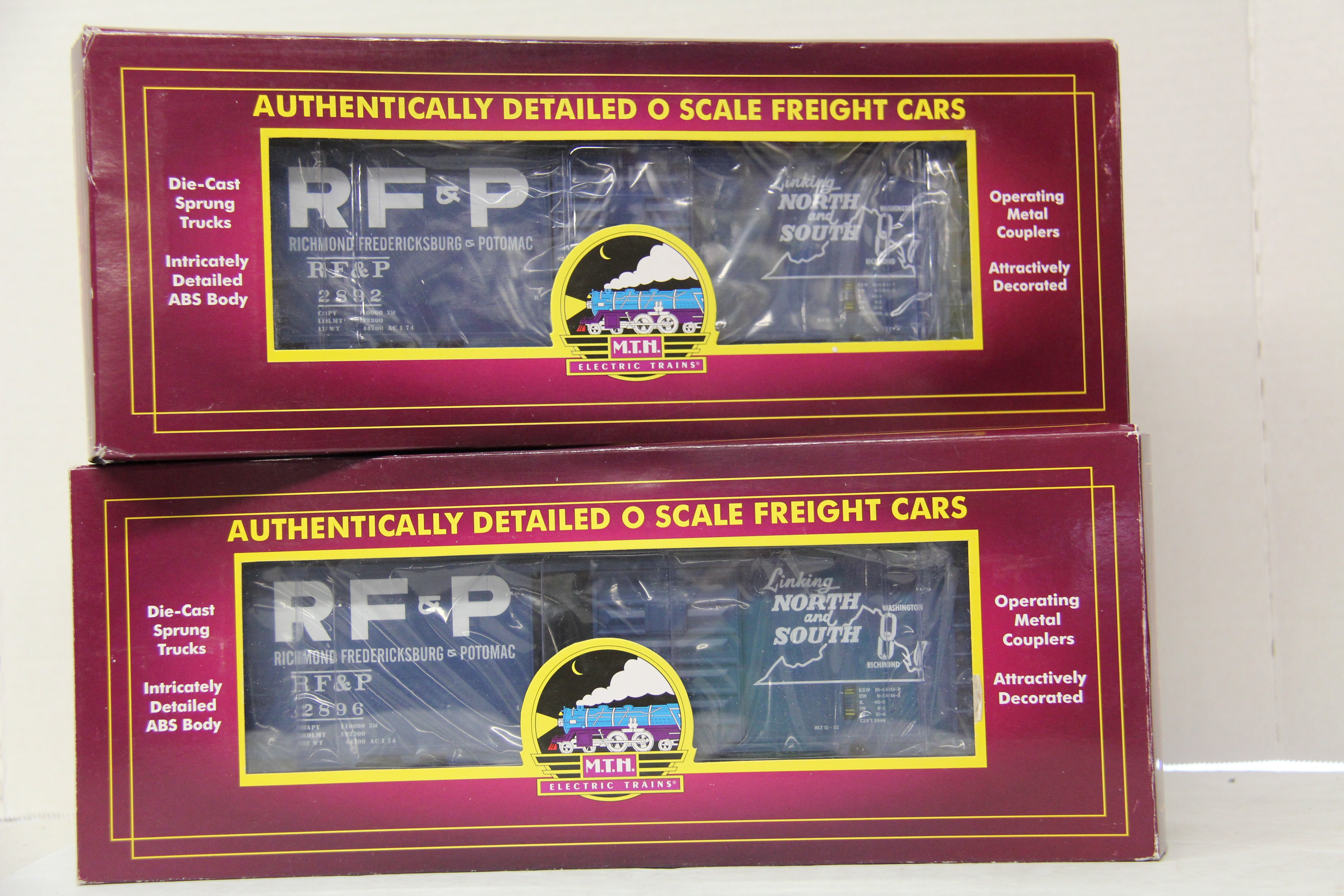 MTH 20-93744 Richmond, Fredericksburg & Potomac 40' Box Car-2 Car Set-Second hand-M5401