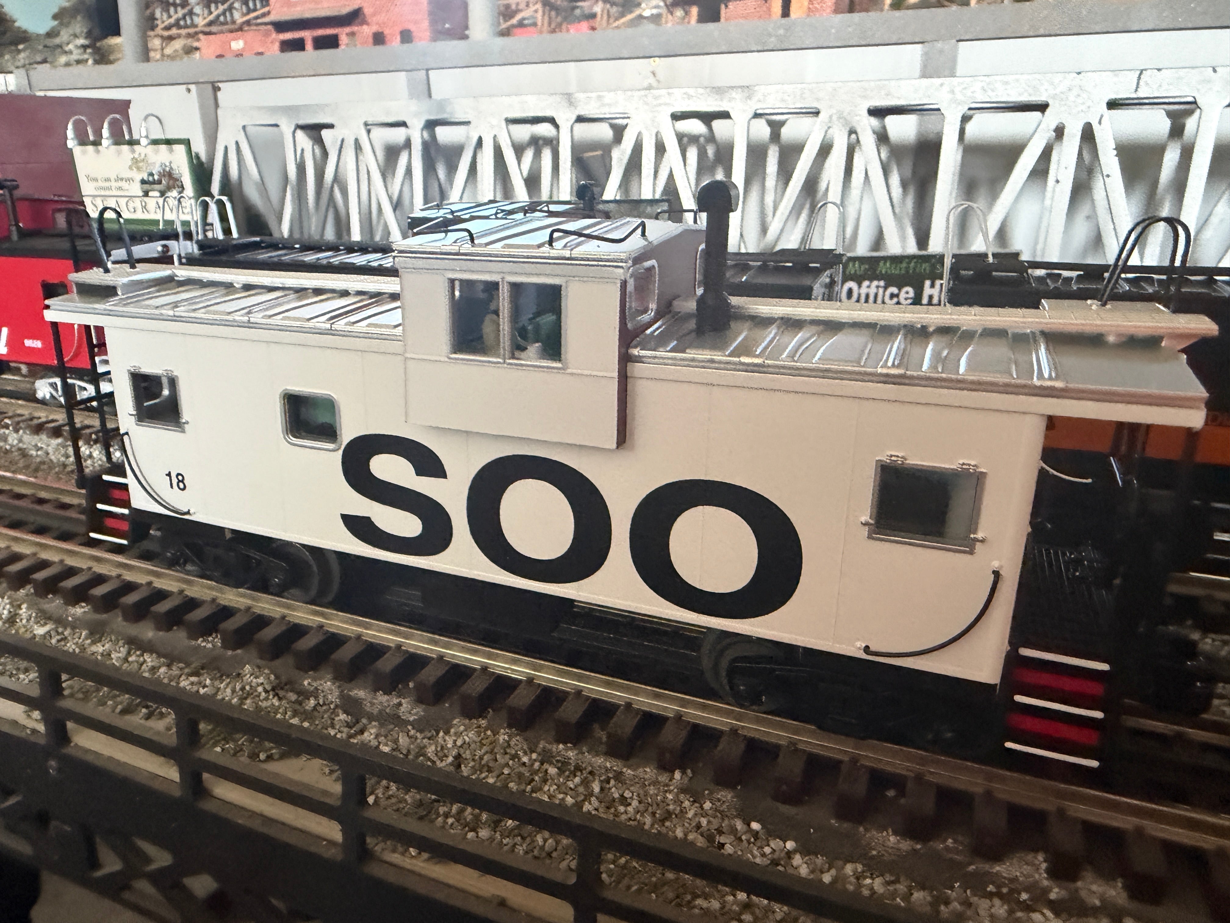 MTH 20-91844 - Premier - Extended Vision Caboose "SOO Line" #18 (White) - Custom Run for MrMuffin'sTrains