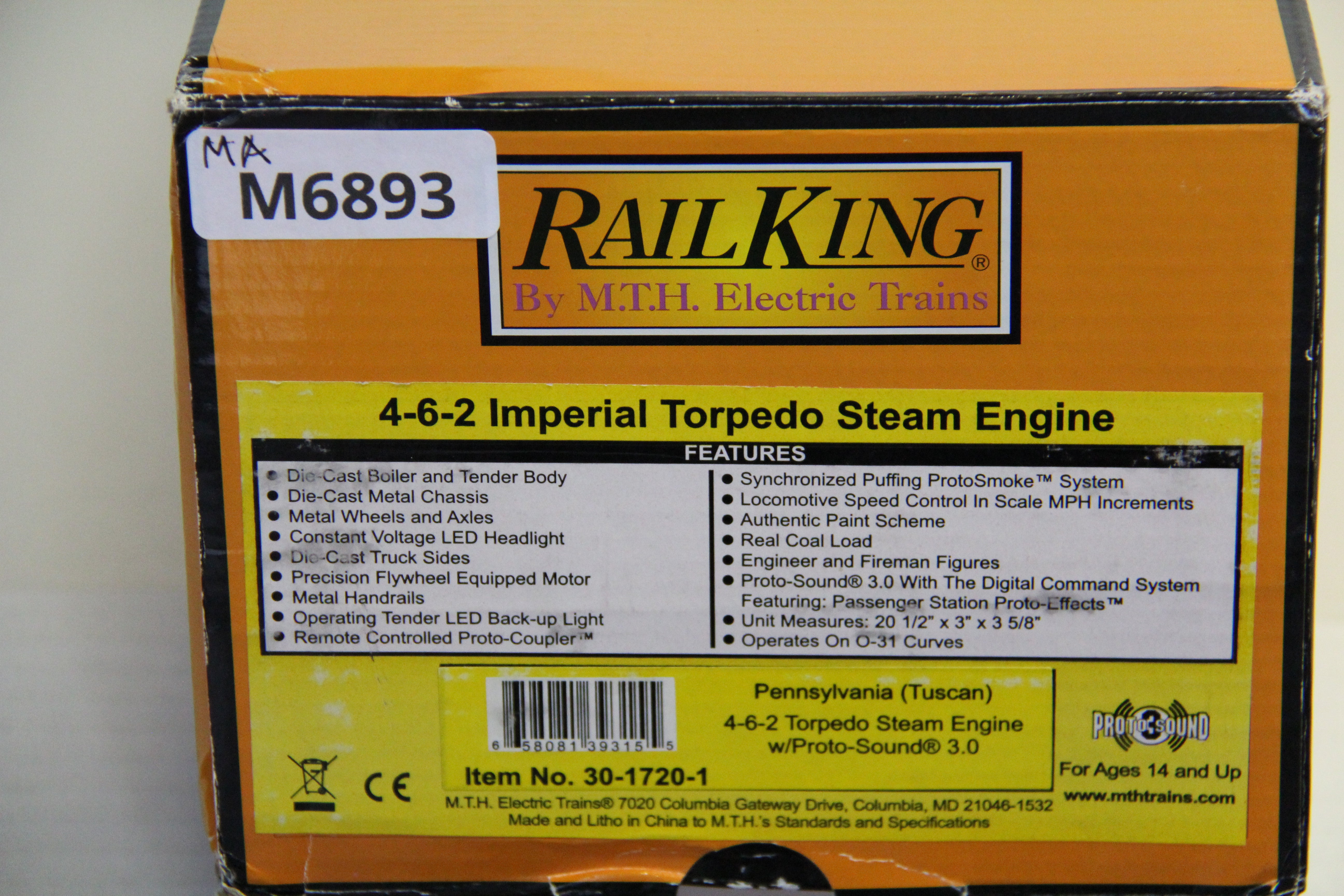 Rail King 30-1720-1 Pennsylvania (Tuscan) 4-6-2 Torpedo Steam Engine-Second hand-M6893