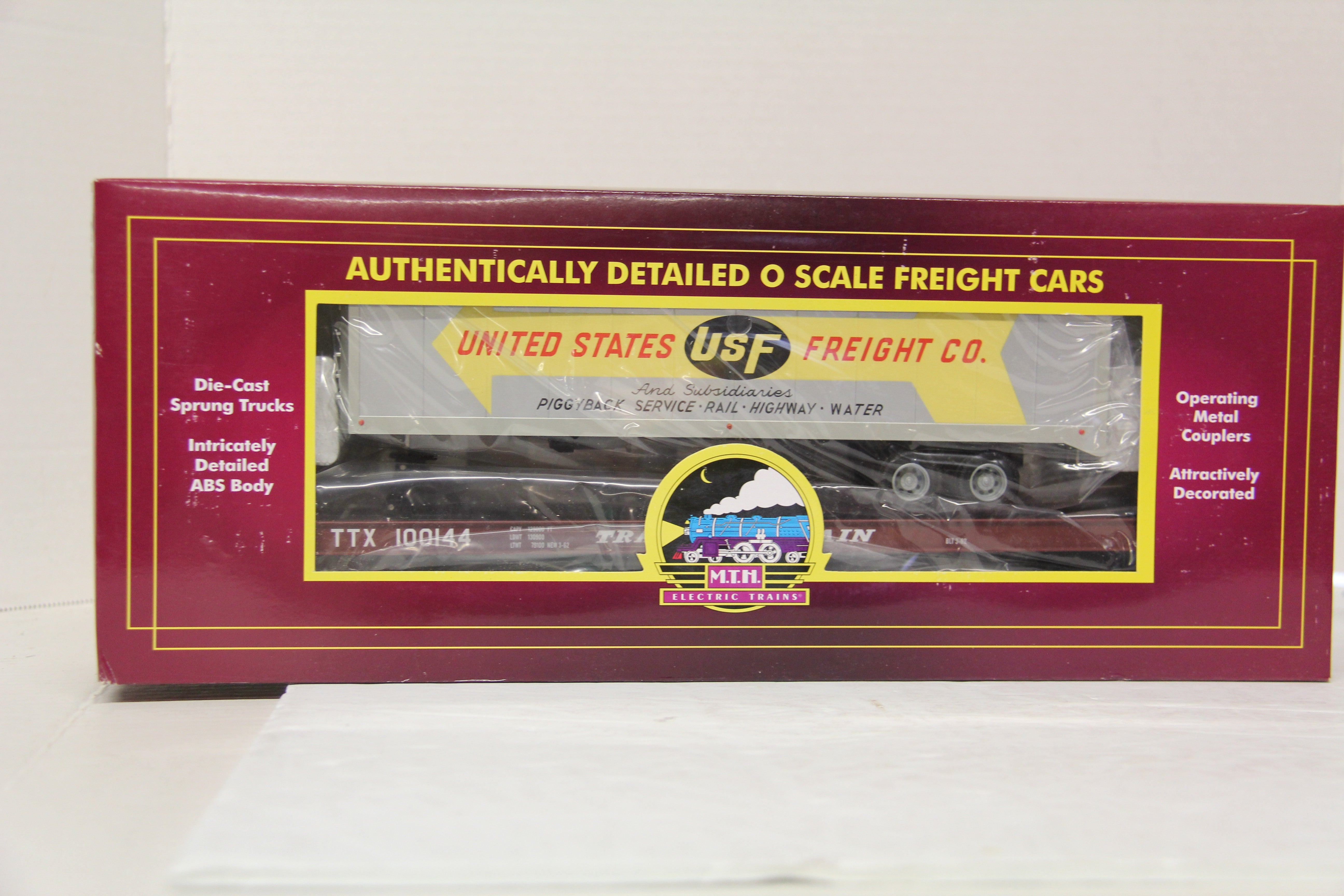 MTH 20-95218 U.S Freight Flat Car w/ 40' Trailer-Second hand-M5425