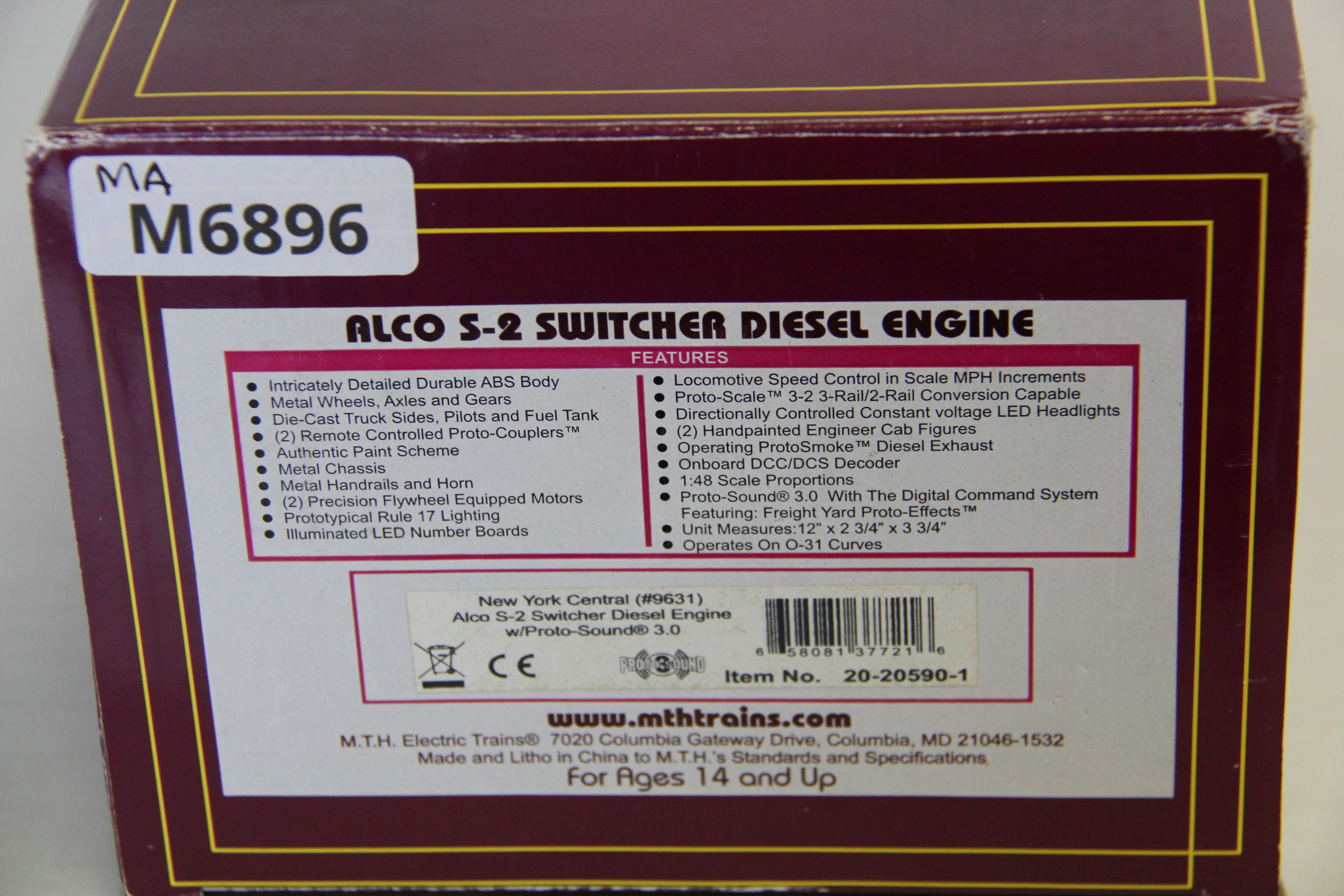 MTH 20-20590-1 New York Central Alco S-2 Switcher Diesel Engine #9631-Second hand-M6896