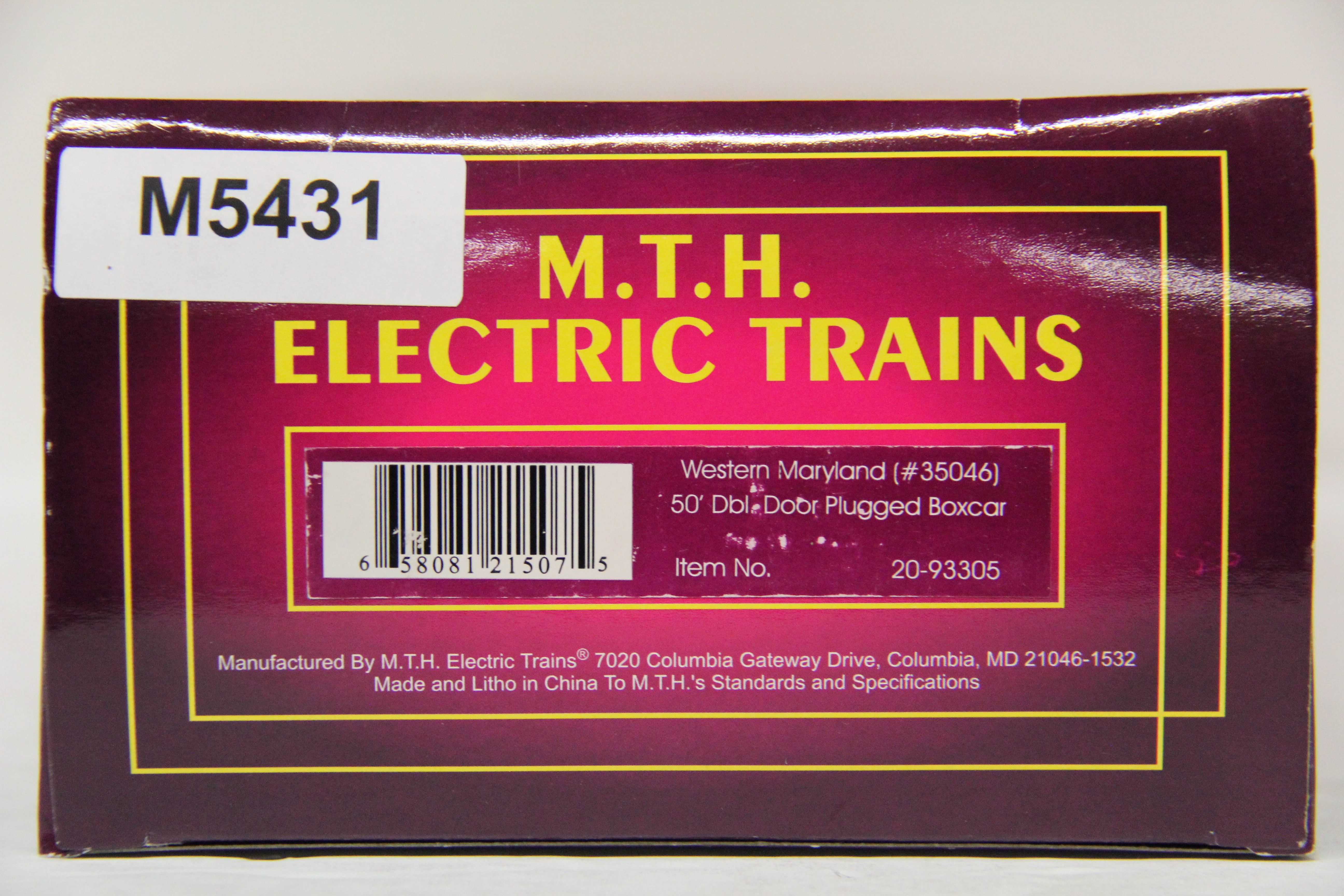 MTH 20-93305 Western Maryland 50' Dbl Door Plugged Boxcar-Second hand-M5431