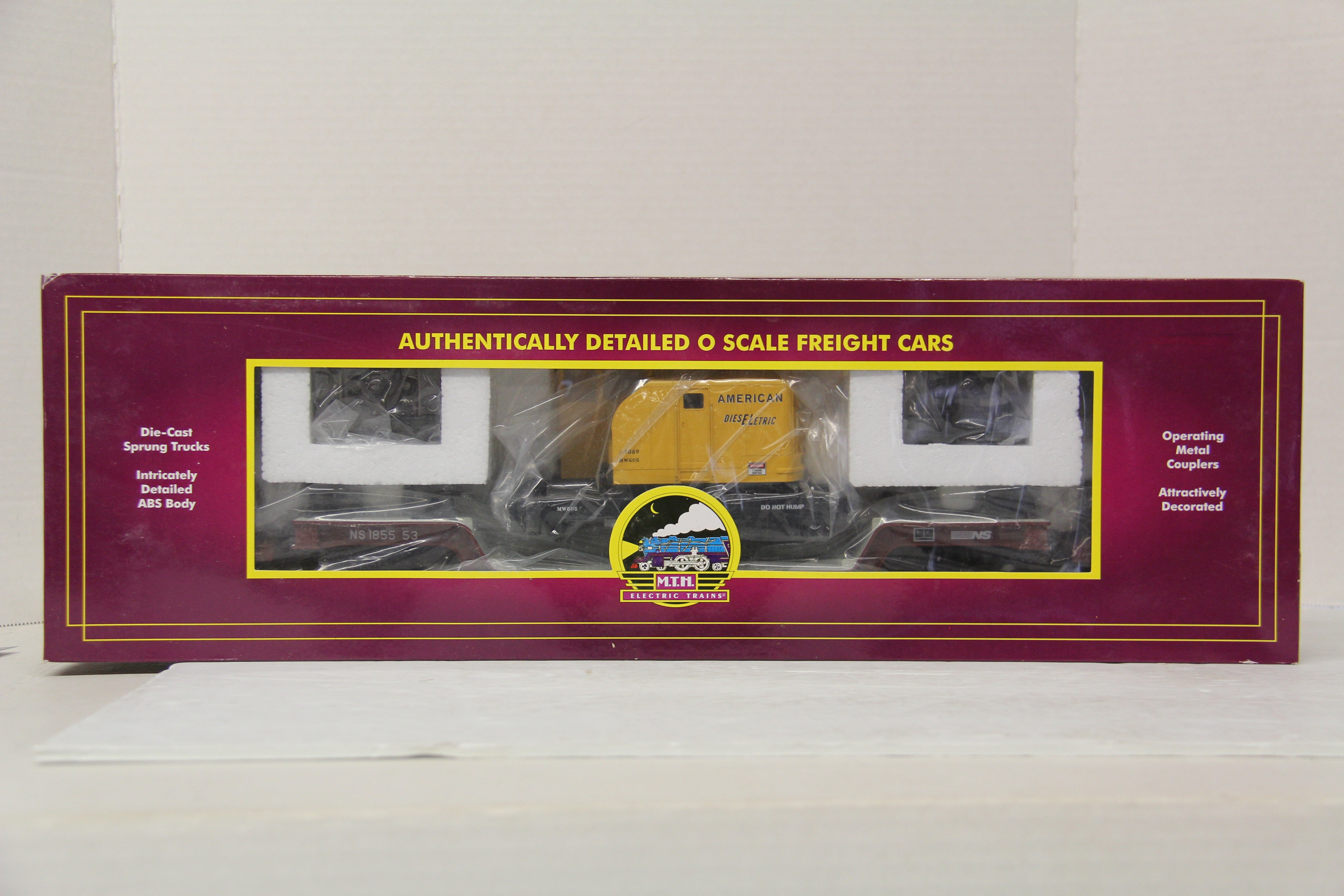 MTH 20-95237 Norfolk Southern 75' Depressed Flat Car w/ Crane Cab-Second hand-M5437