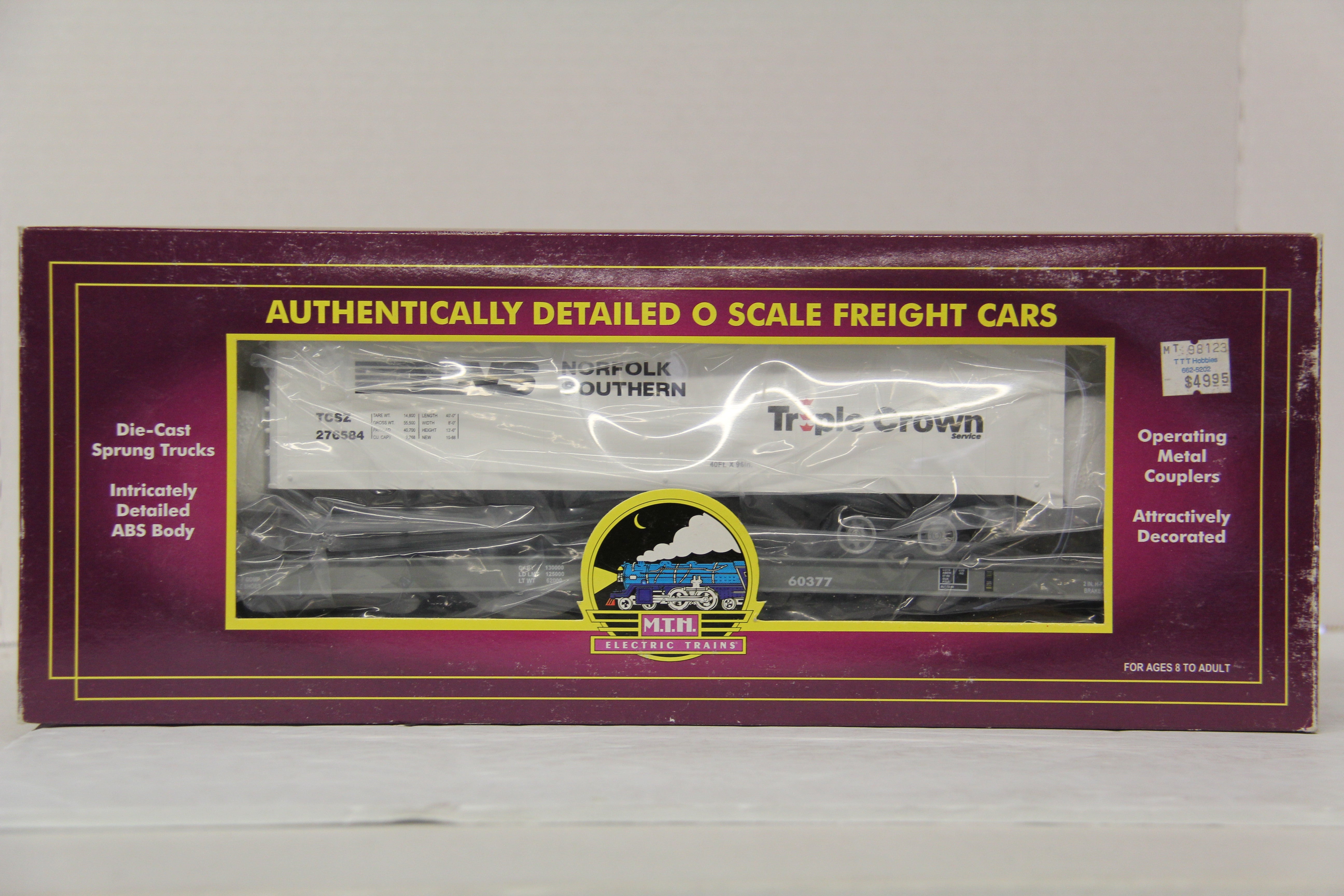 MTH 20-98123 Norfolk Southern Flat Car #60377 w/ 40' Trailer-Second hand-M5443