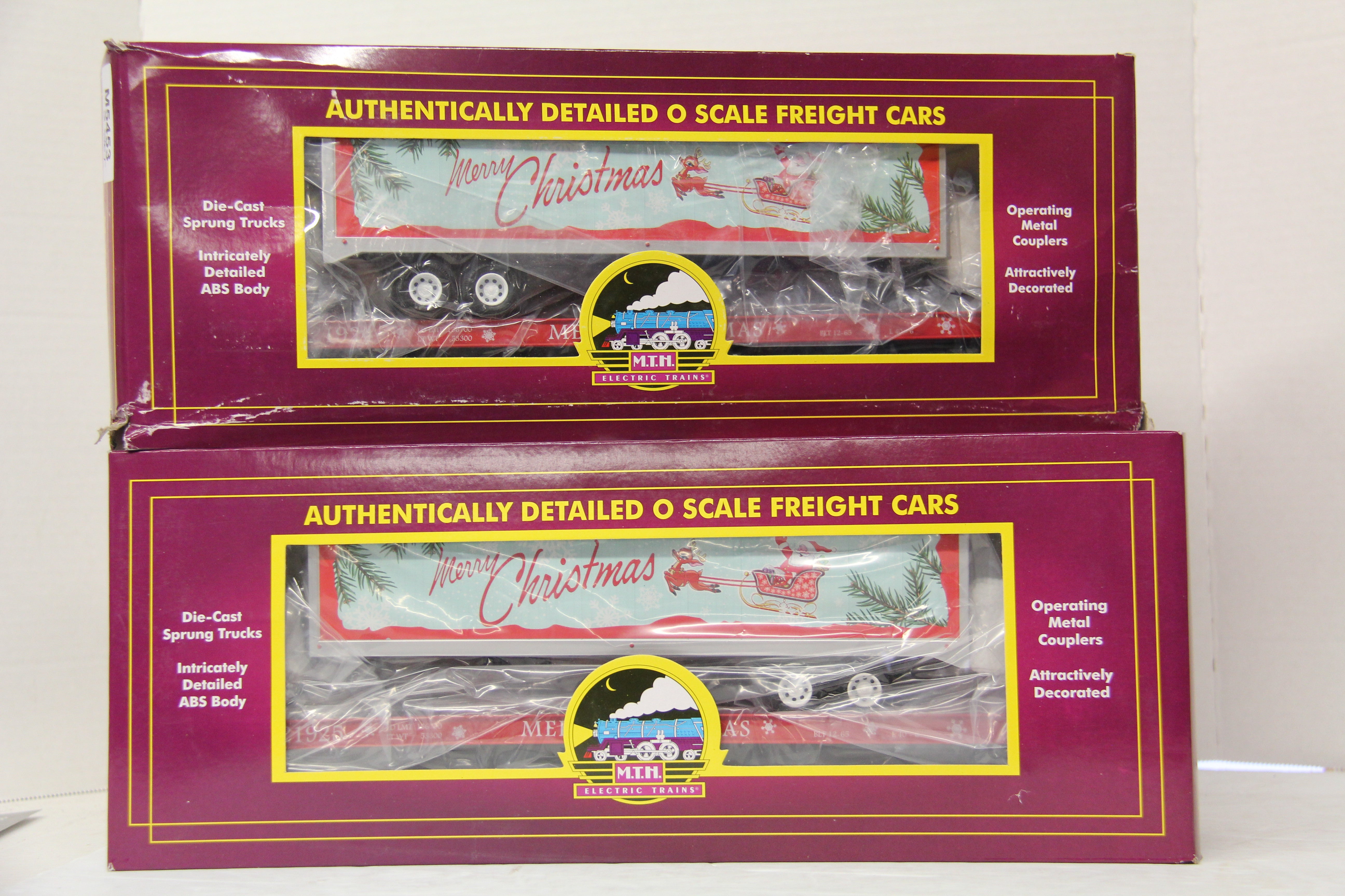 MTH 20-95398 Christmas Flat Car w/ 40' Trailer-2 Car Set-Second hand-M5453