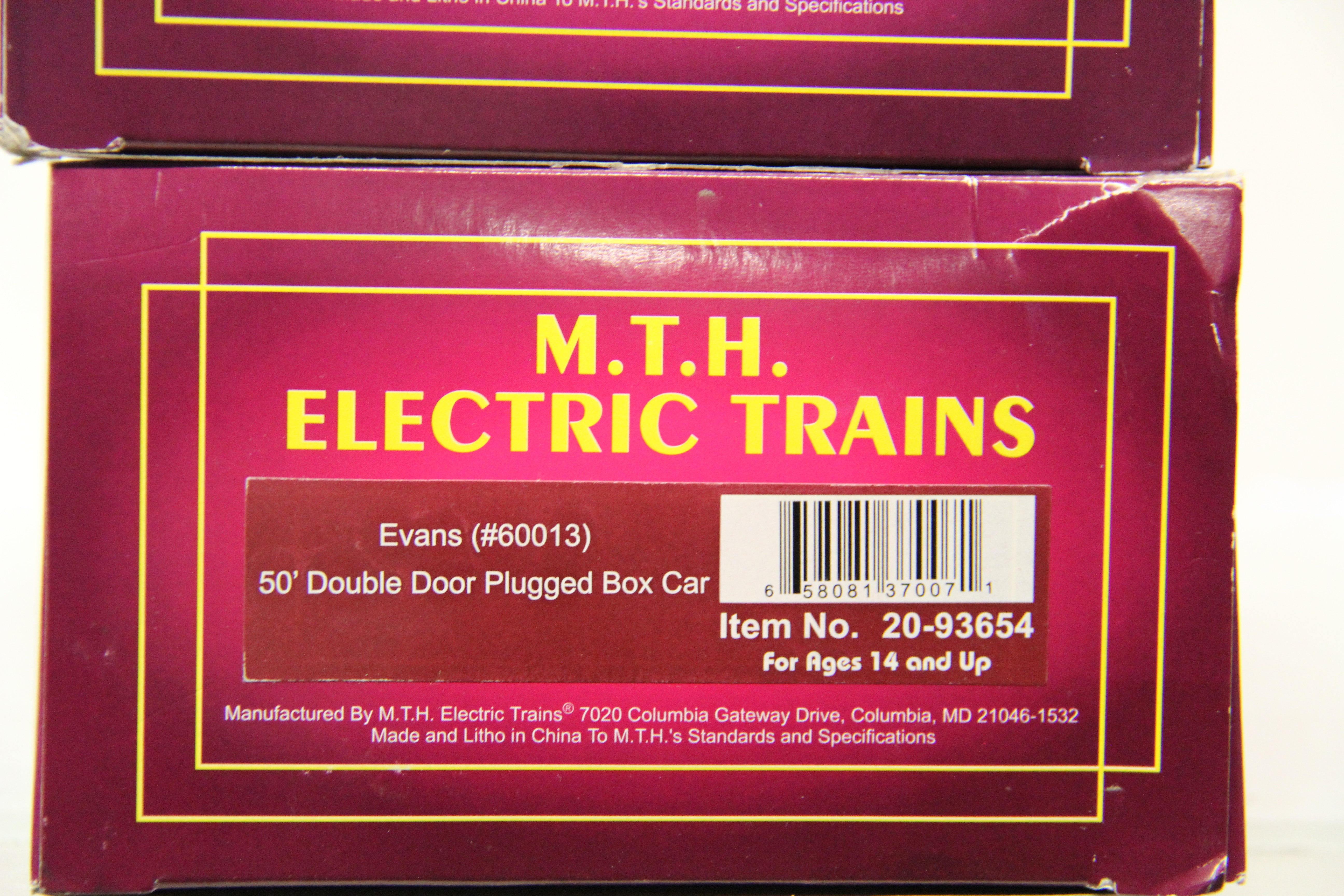 MTH 20-93654 Evans 50' Double Door Plugged Box Car-2 Car Set-Second hand-M5454