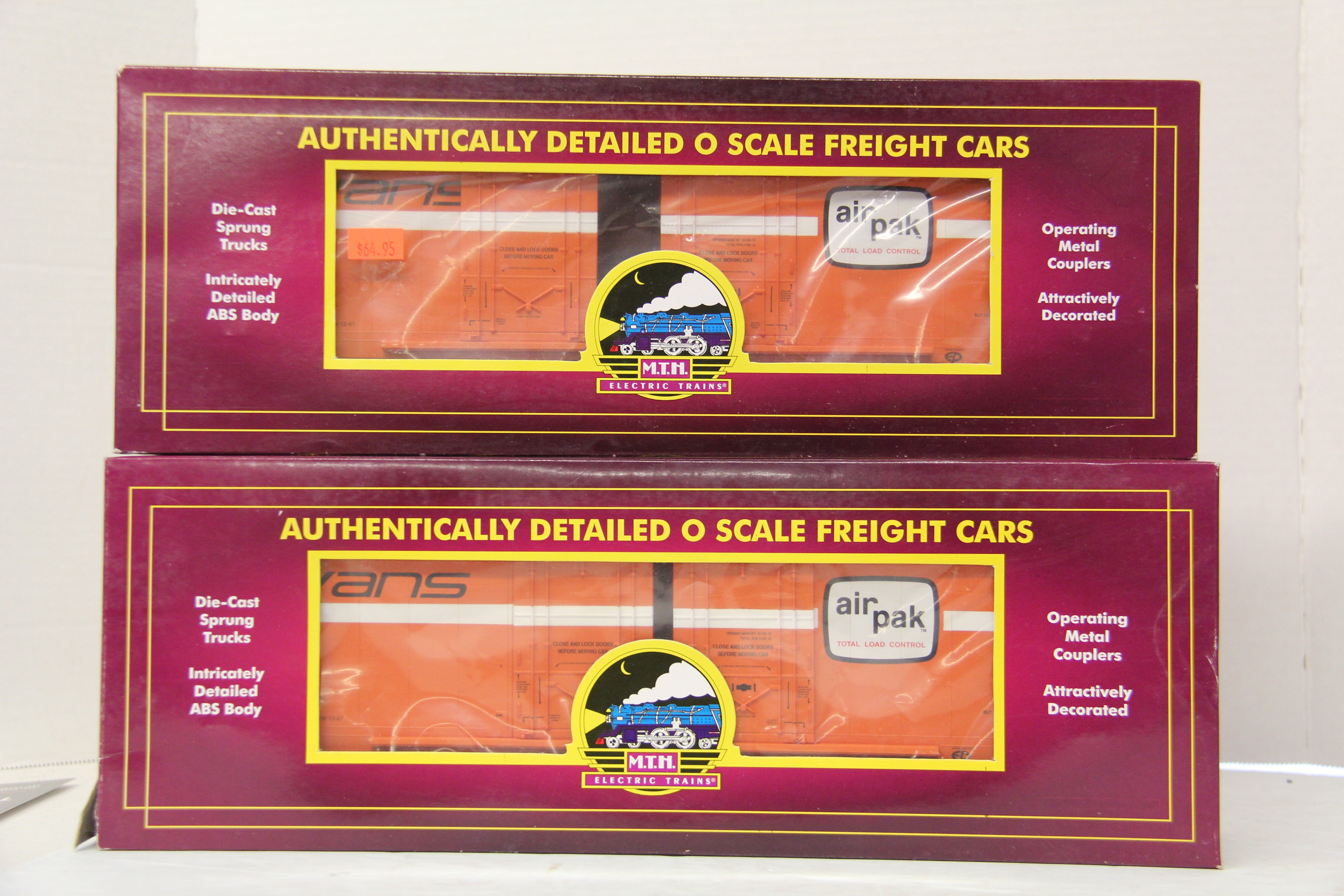 MTH 20-93654 Evans 50' Double Door Plugged Box Car-2 Car Set-Second hand-M5454