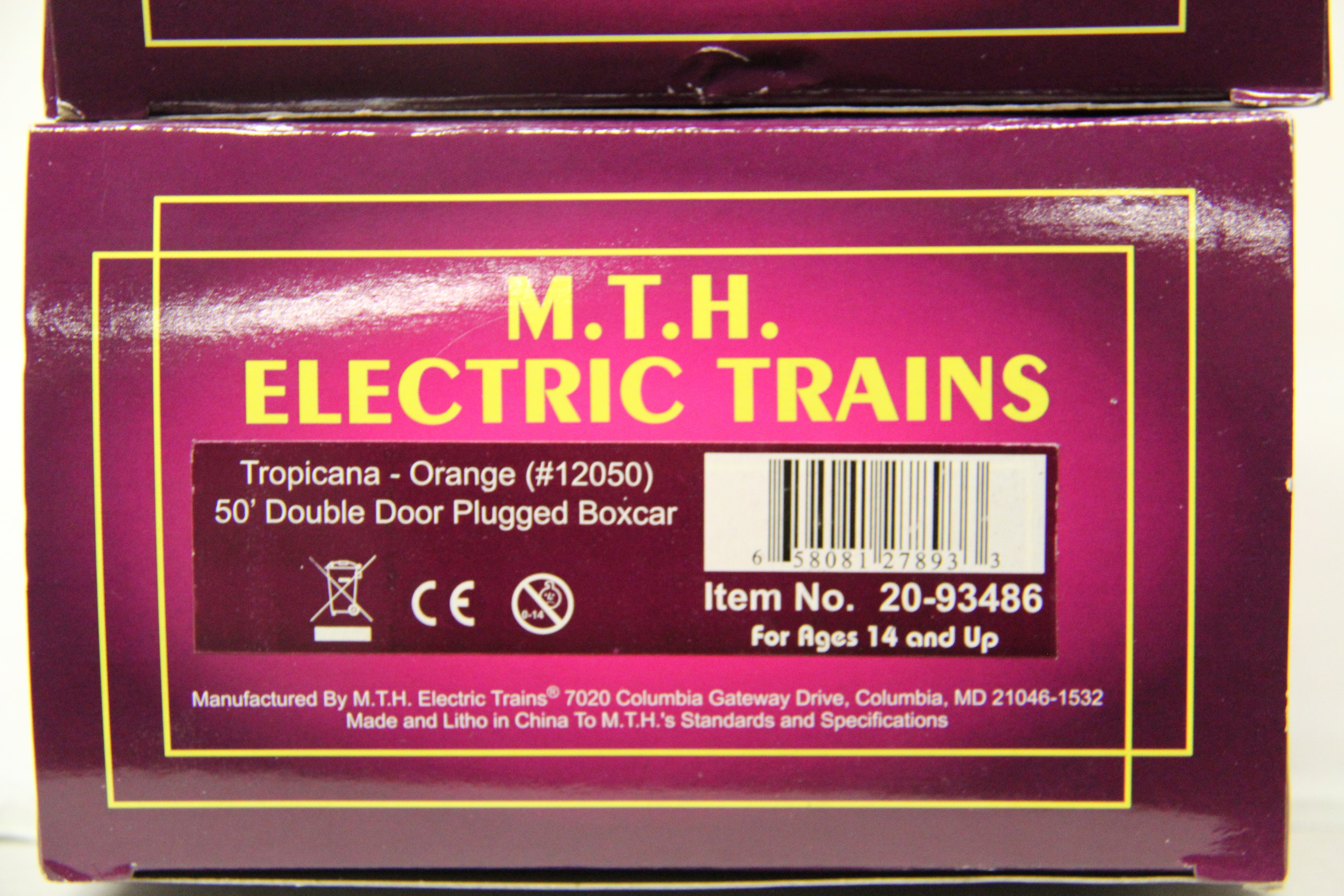 MTH 20-93486 Tropicana Orange 50'Double Door Plugged Boxcar-2 Car Set-Second hand-M5469