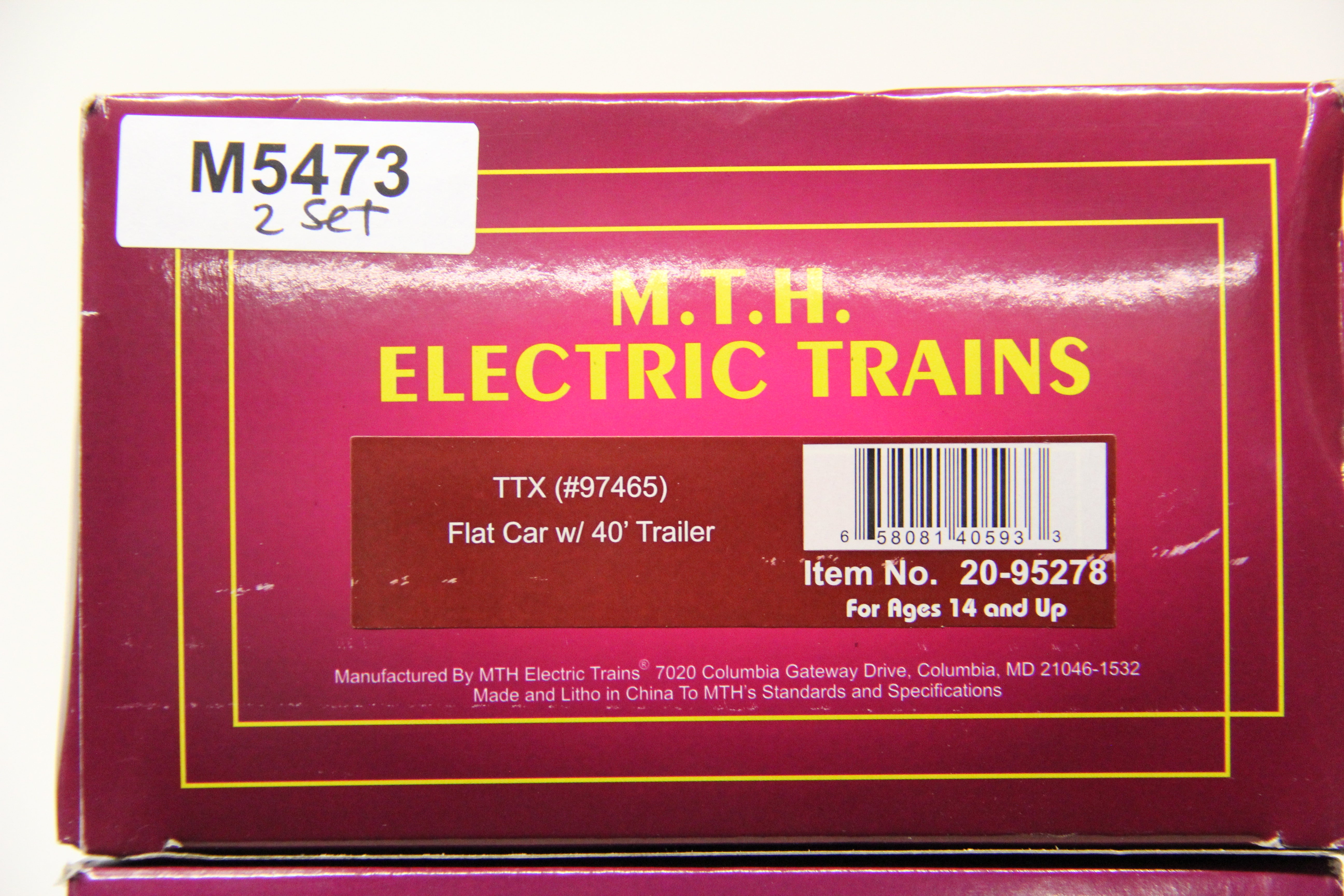 MTH 20-95278 TTX Flat Car w/ 40' Trailer-2 Car Set-Second hand-M5473