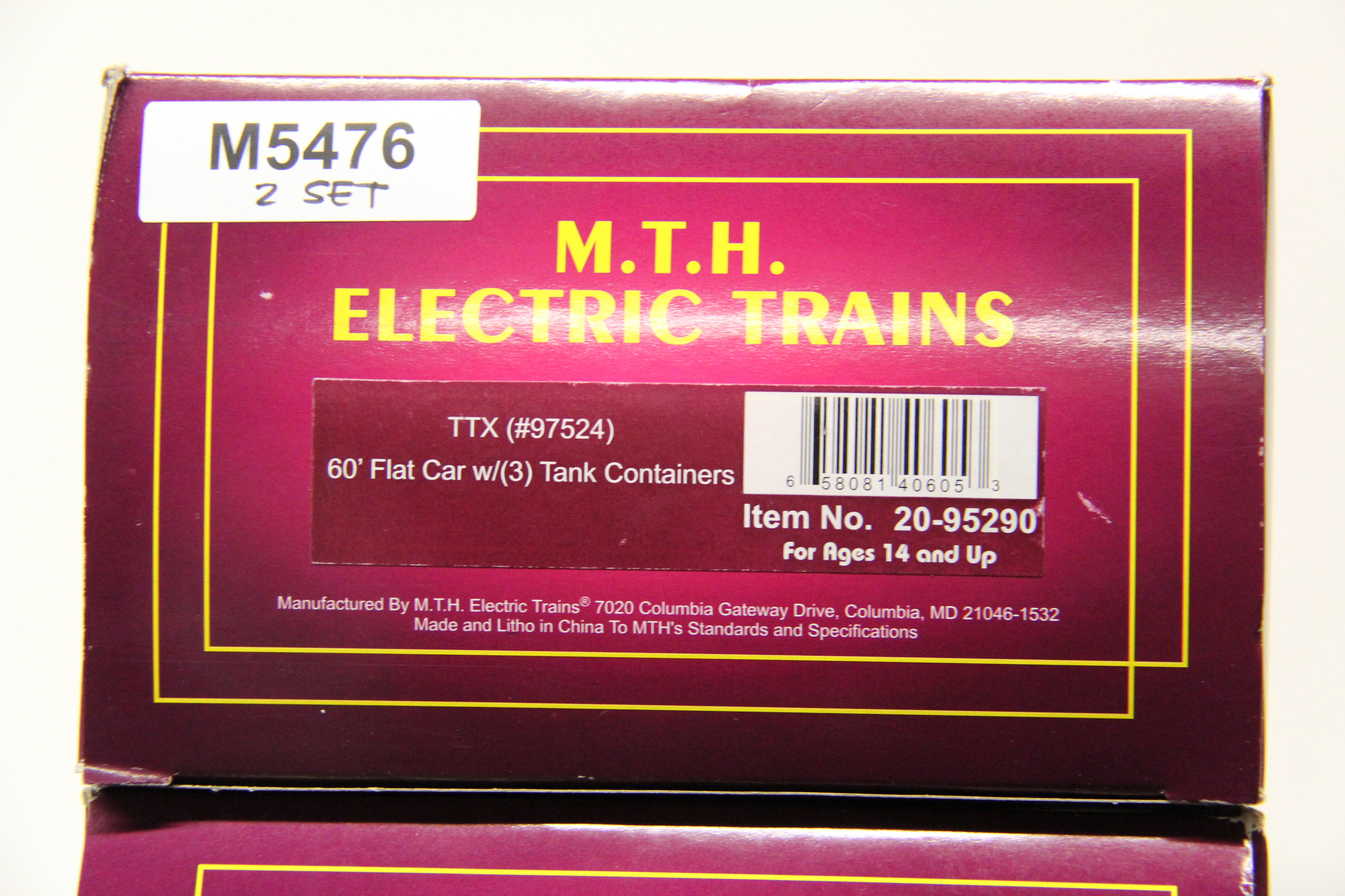 MTH 20-95290 TTX  60' Flat Car w/ 3 Tank Containers-2 Car Set-Second hand-M5476