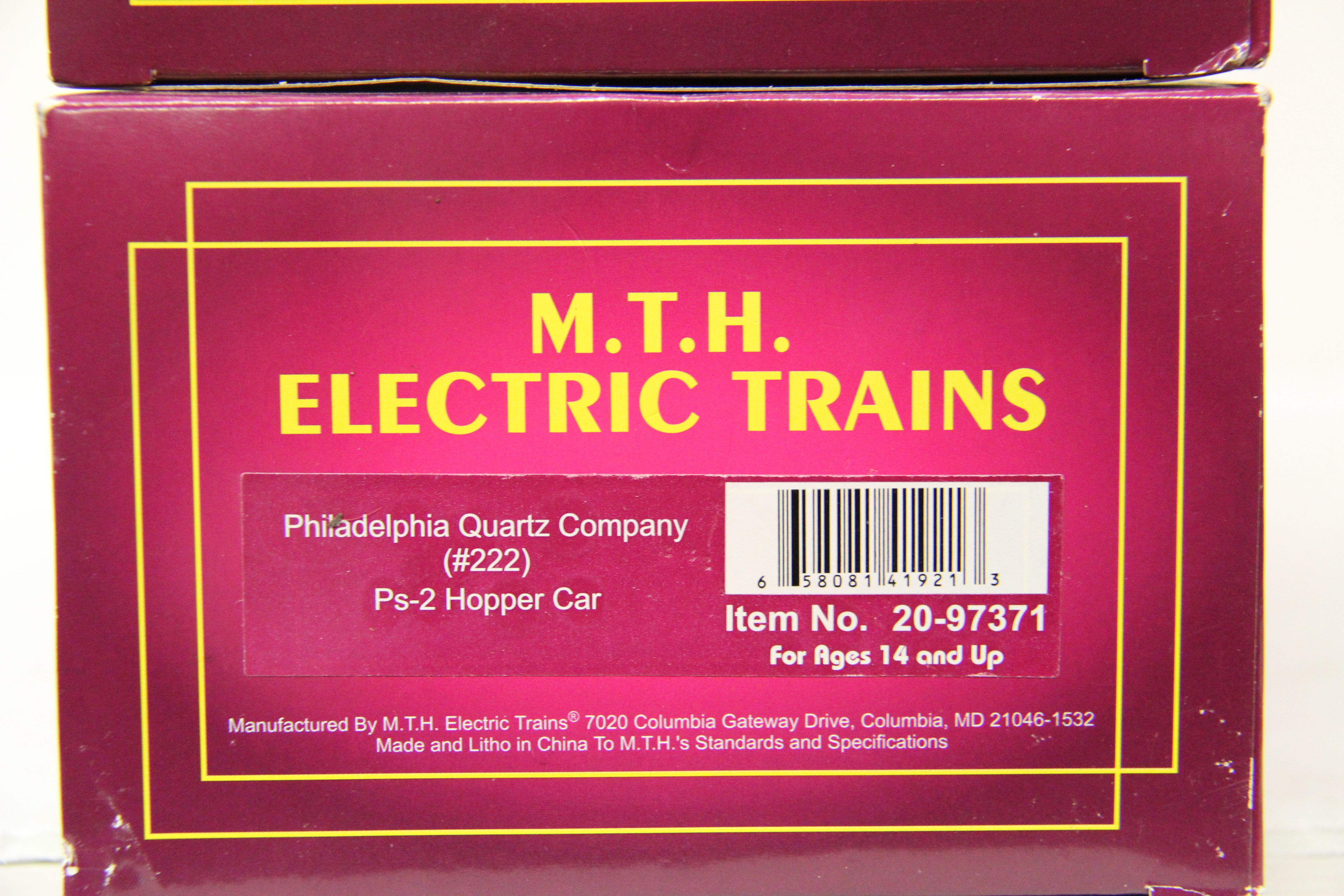 MTH 20-97371 Philadelphia Quarts Company P2-Hopper Car-2 Car Set-Second hand-M5487