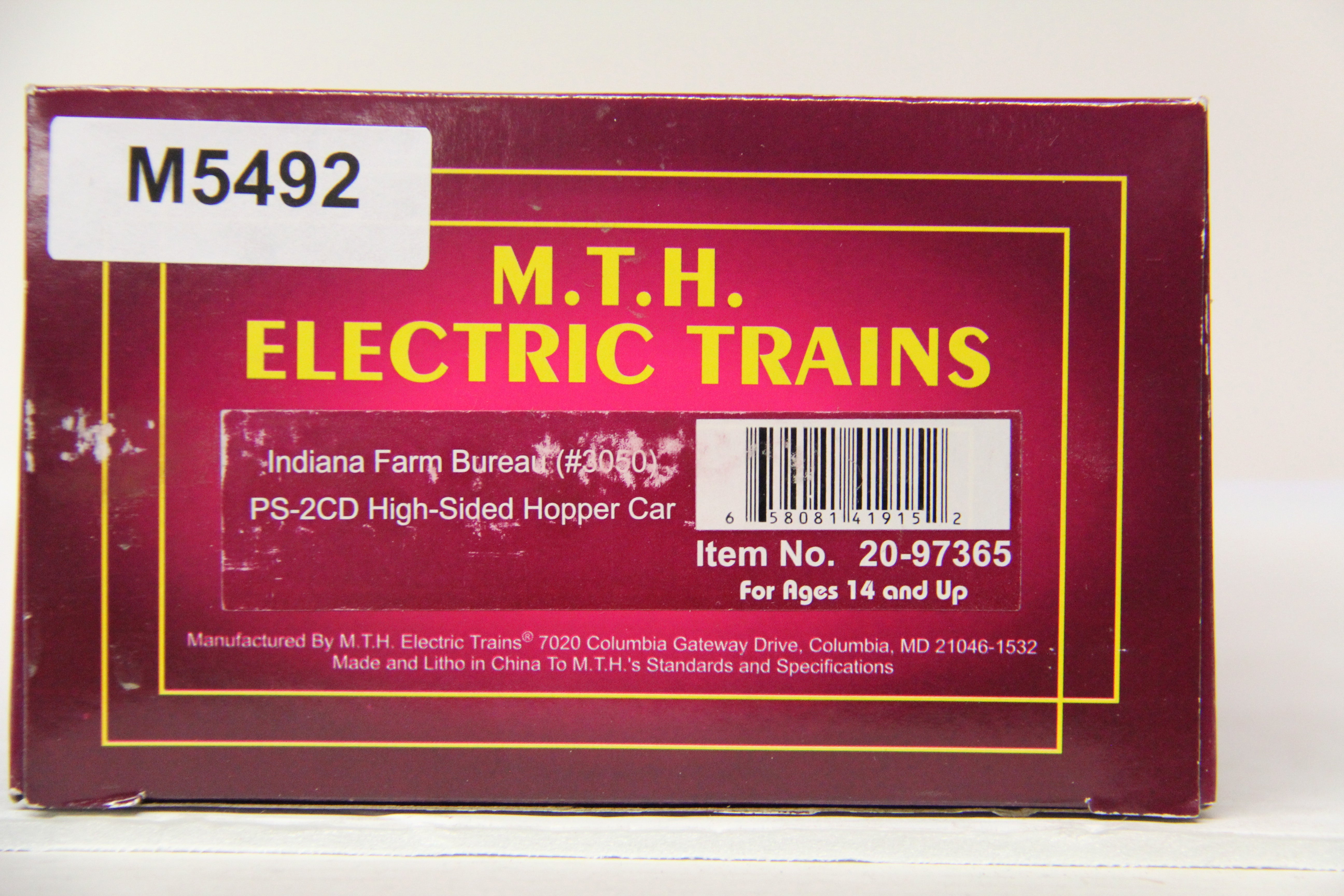 MTH 20-97365 Indiana Farm Bureau PS-2CD High-Sided Hopper Car-Second hand-M5492