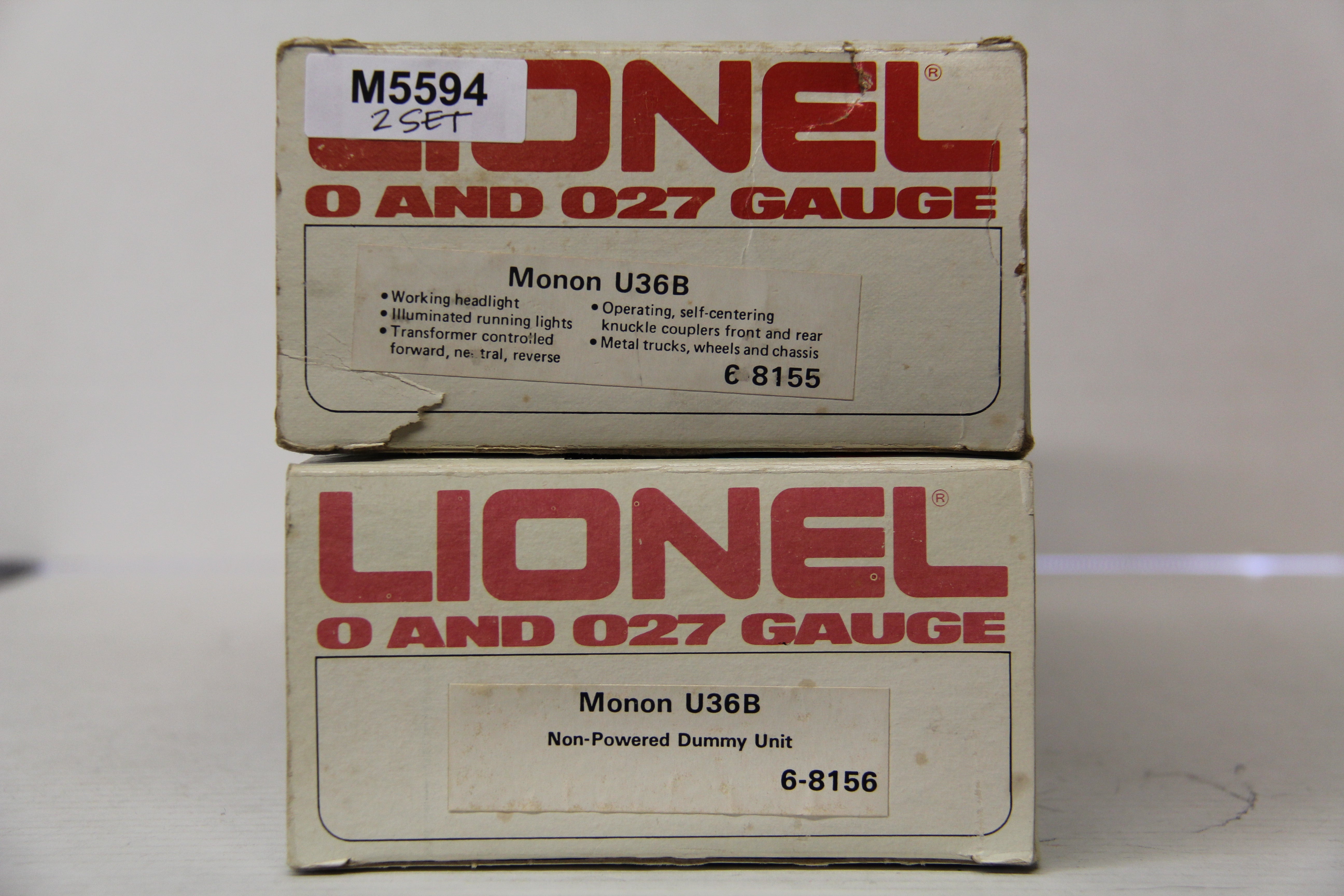 Lionel 6-8155 Monon U36B Diesel & 6-8156 Non Powered B Unit Diesel Set-Second hand-M5594