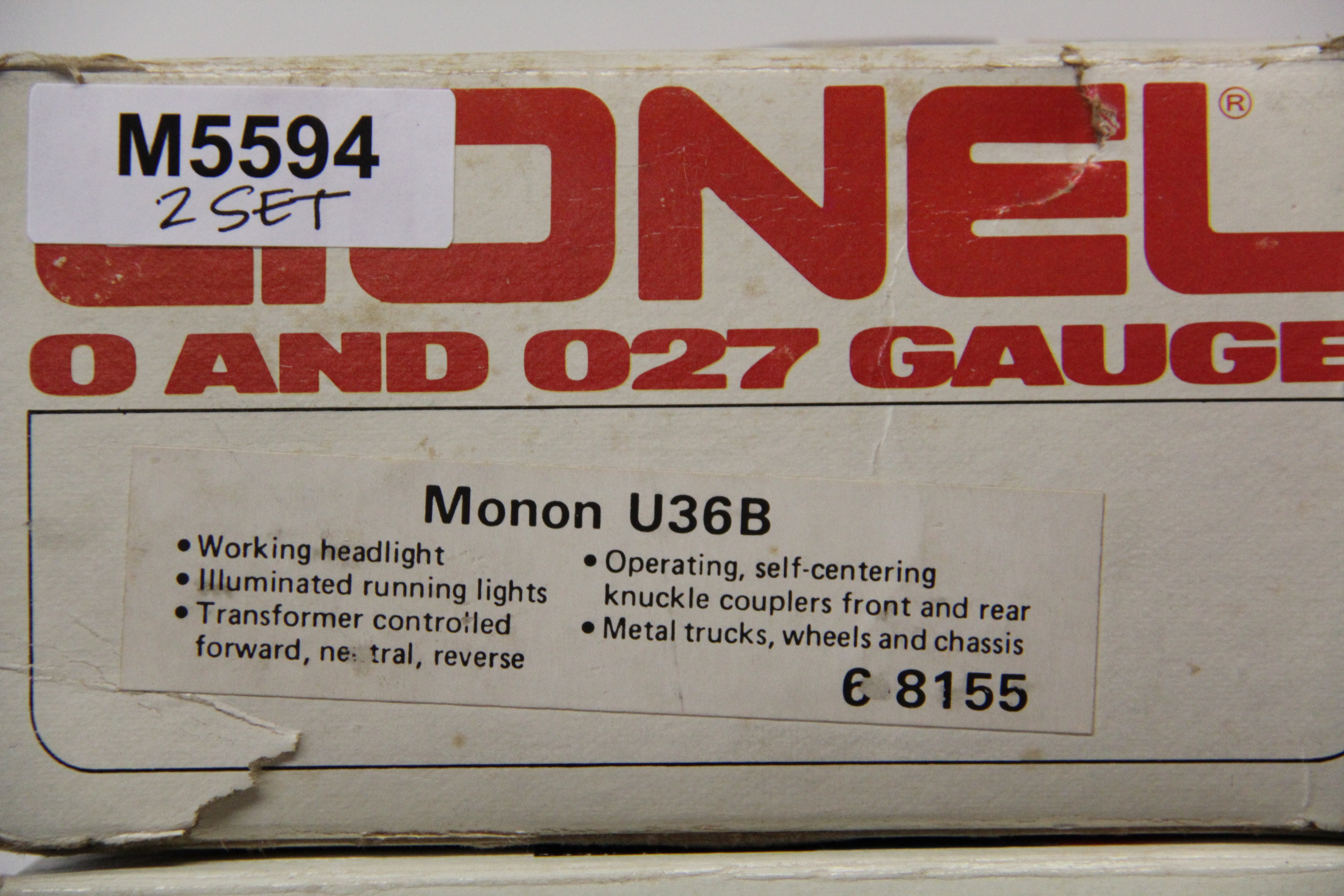 Lionel 6-8155 Monon U36B Diesel & 6-8156 Non Powered B Unit Diesel Set-Second hand-M5594