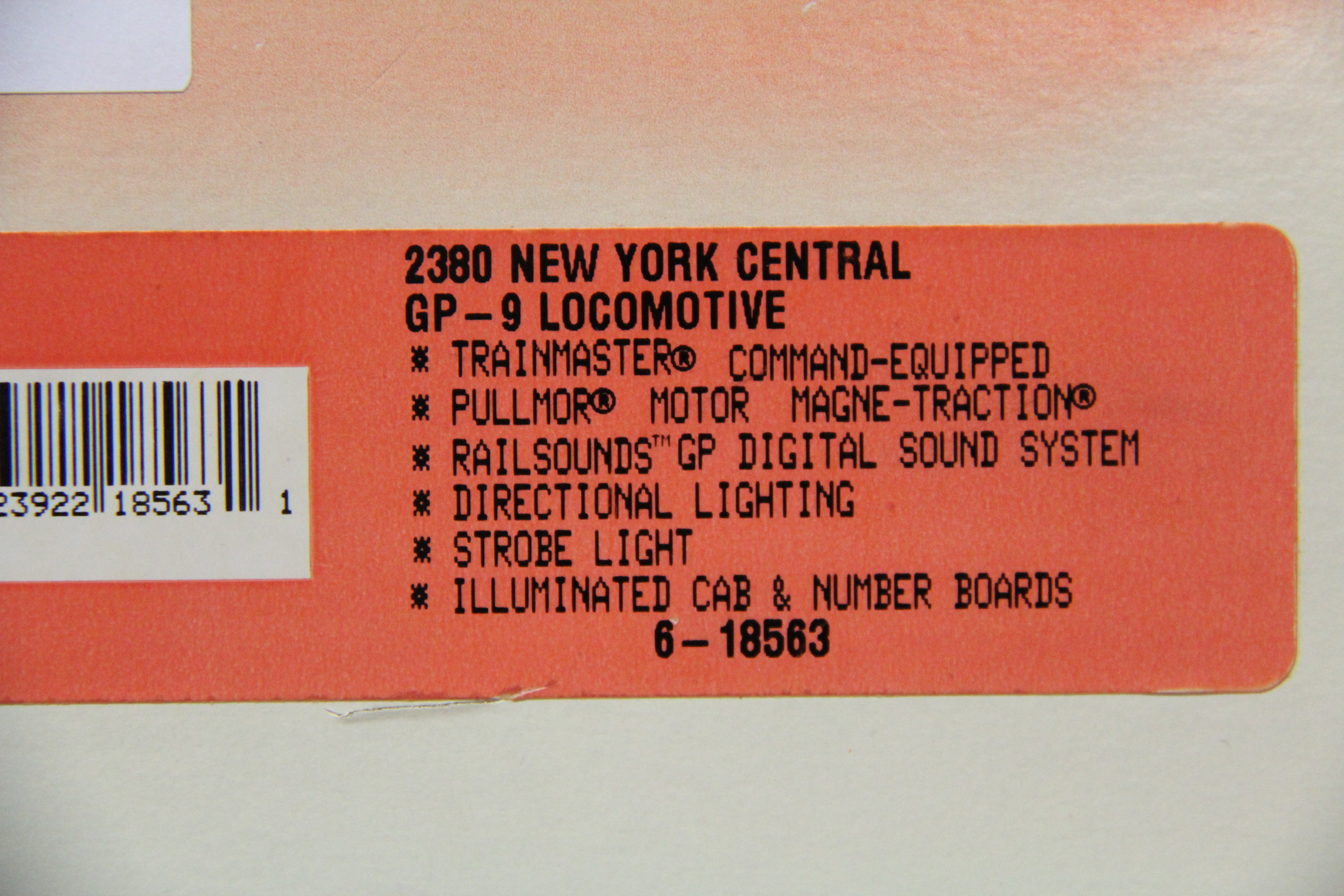 Lionel 6-18563 New York Central GP-9 Locomotive #2380-Second hand-M5605