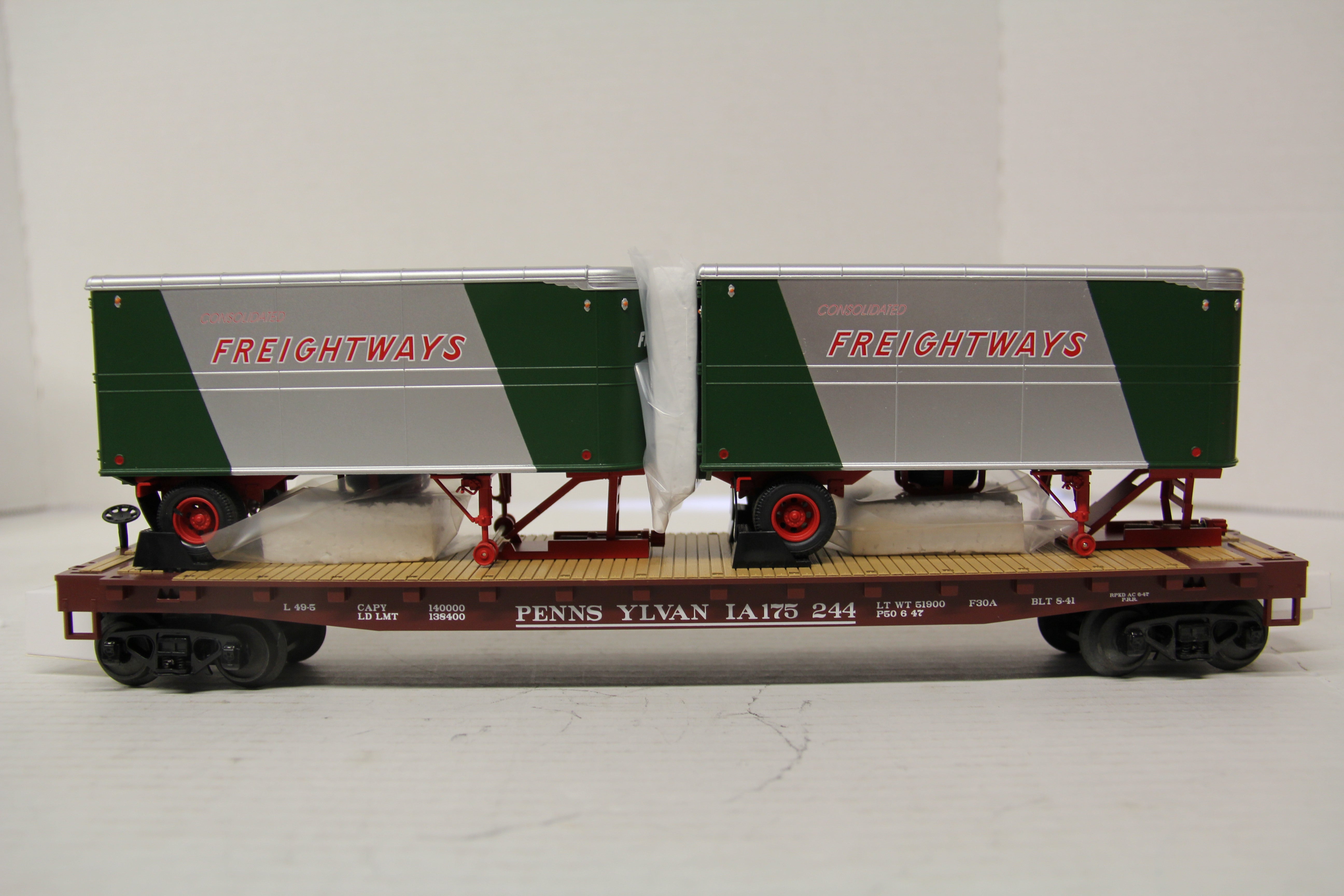 MTH 20-98883 Pennsylvania #175244 Flat Car w/ 2 PUP Trailers-Second hand-M5612