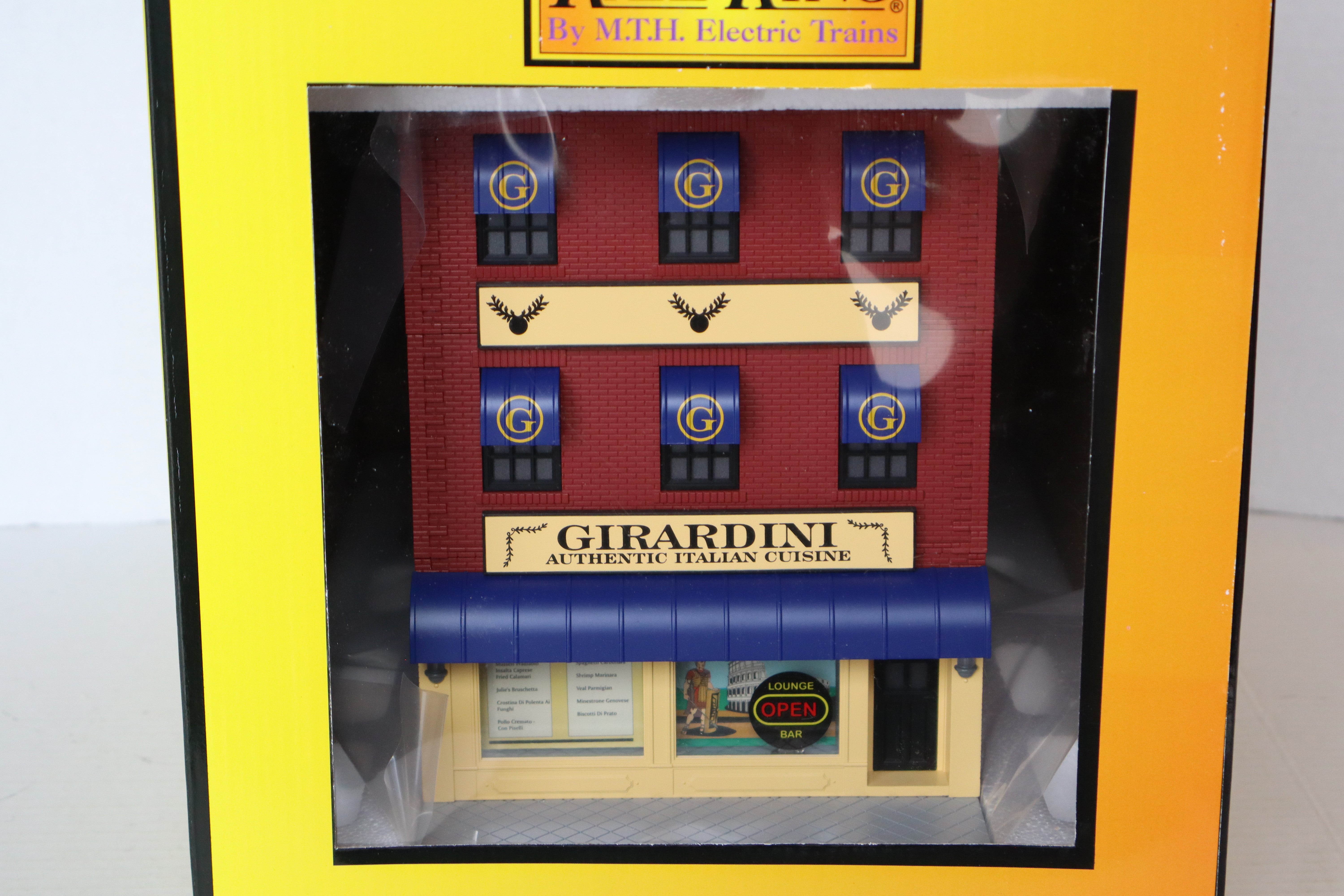 Rail King 30-90050 Girardini's Italian Restaurant 3 Story City Factory w/ Blinking Sign-Second hand-M8232