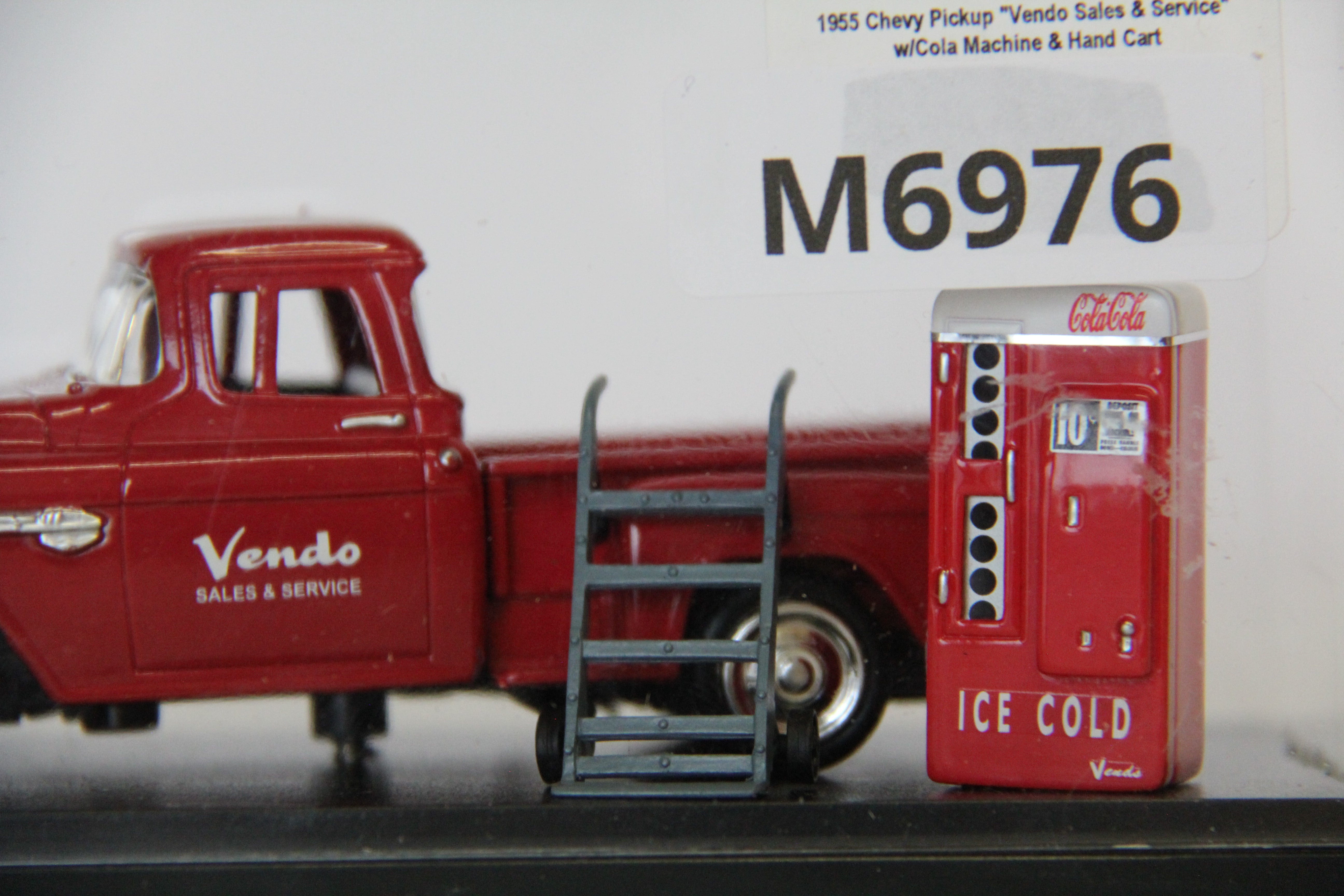 American Heritage Models AM-1955-20 1955 Chevy Pickup "Vendo Sales & Service " with Cola Machine & Hand Cart-Second hand-M6976