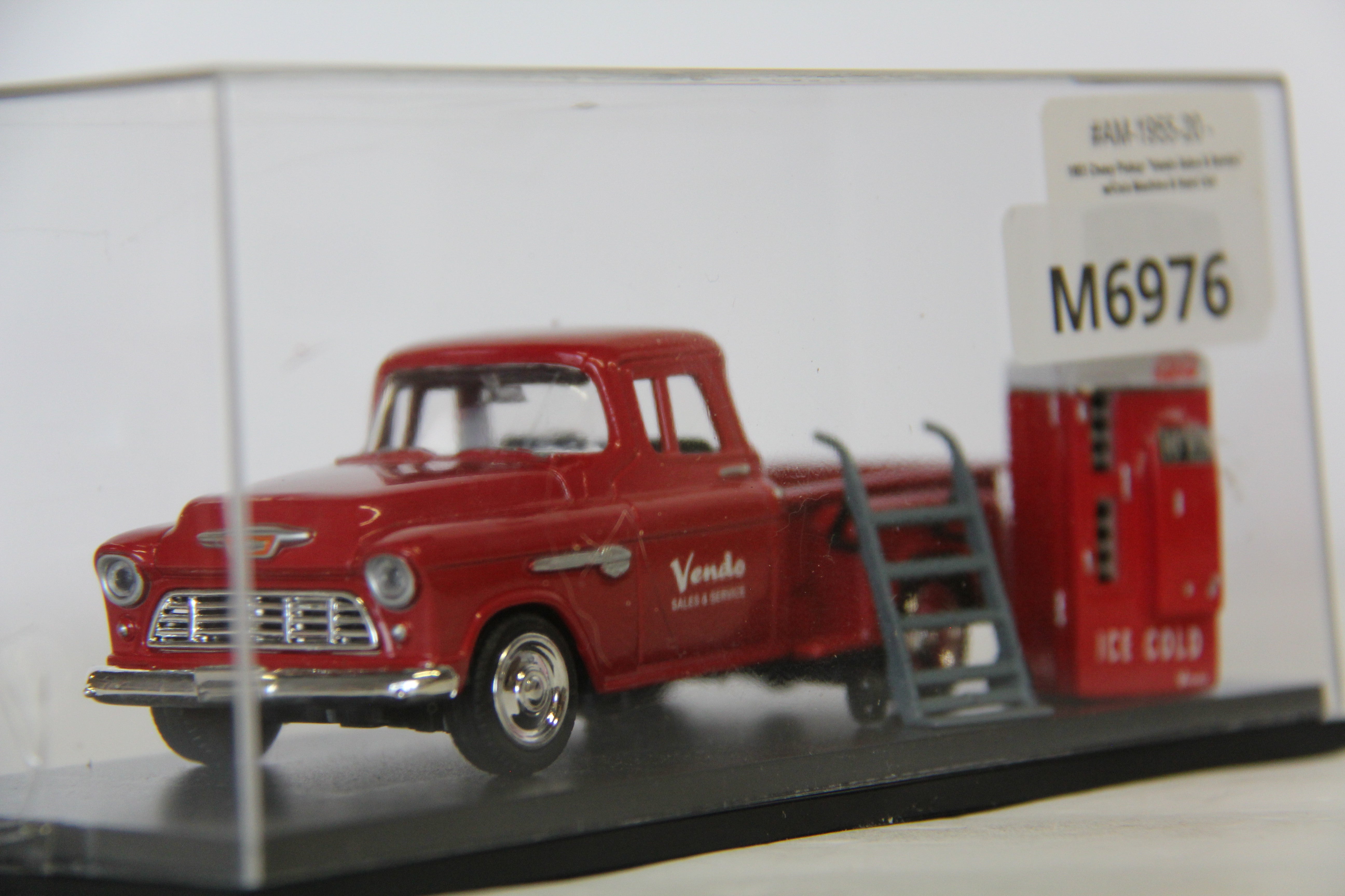 American Heritage Models AM-1955-20 1955 Chevy Pickup "Vendo Sales & Service " with Cola Machine & Hand Cart-Second hand-M6976