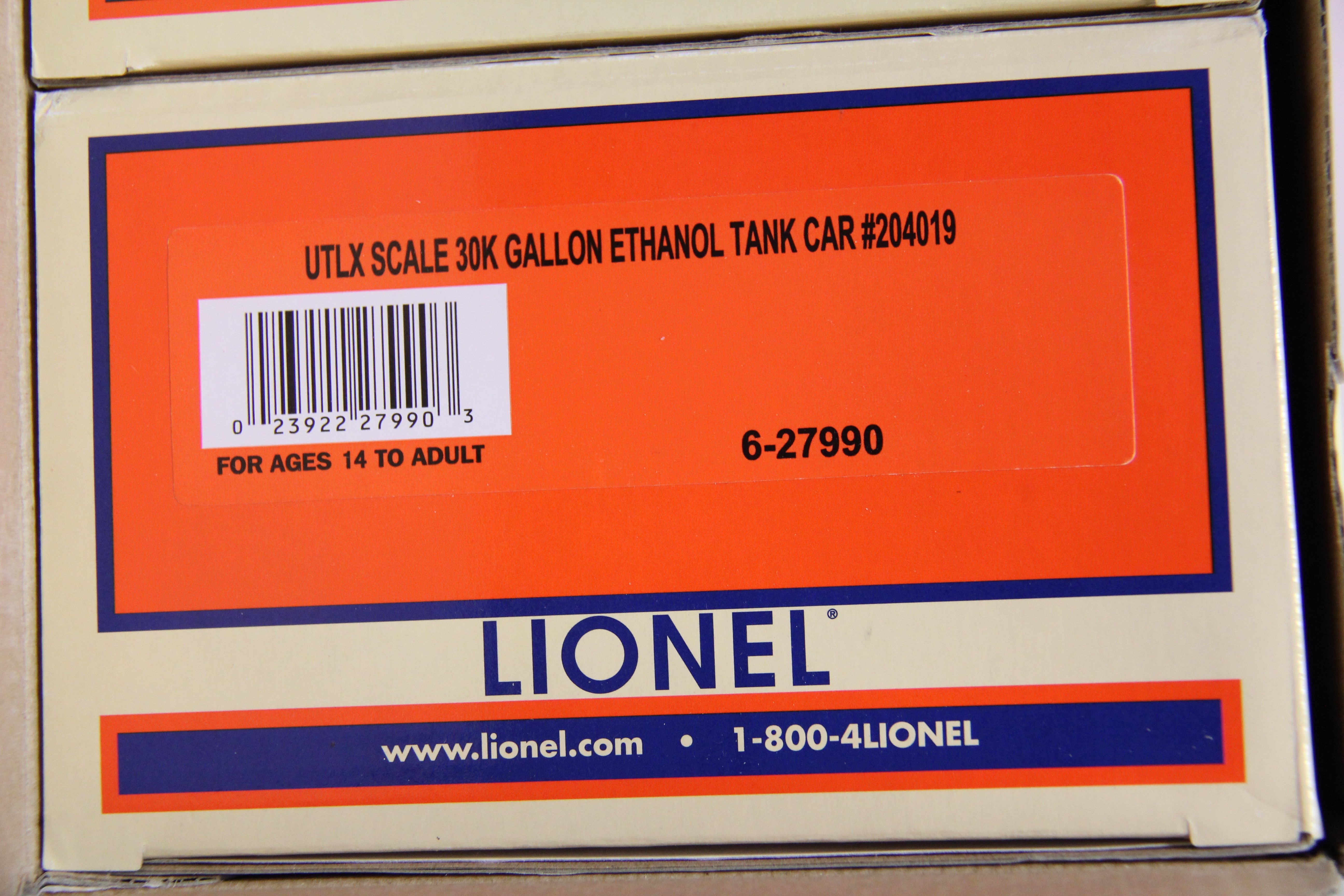 Lionel 6-27988 UTLX Scale 30K Gallon Ethanol Tank Car- 3 Set-Second hand-M5625