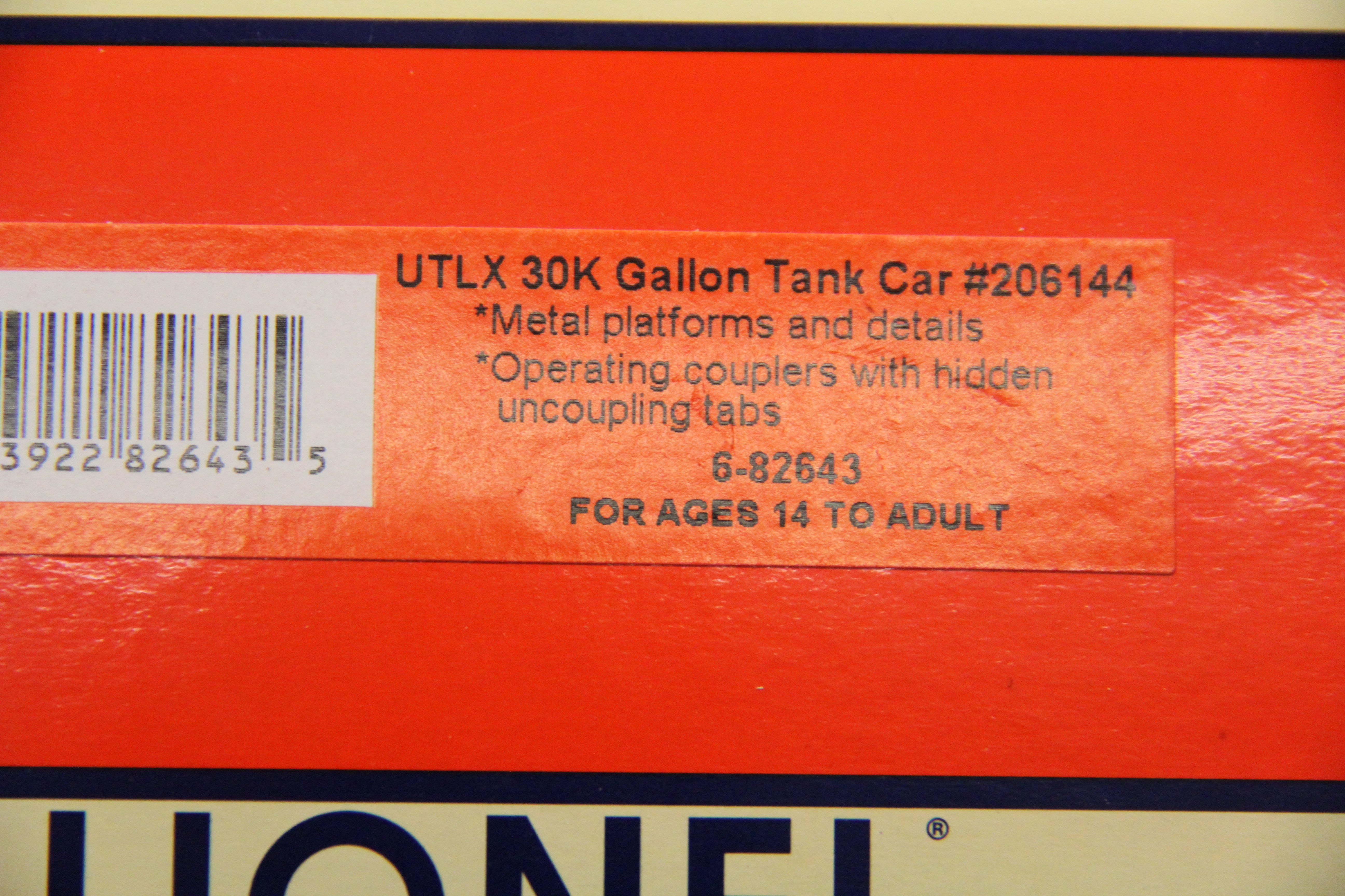 Lionel 6-82640 UTLX 30K Gallon Tank Car-3 Set-Second hand-M5627