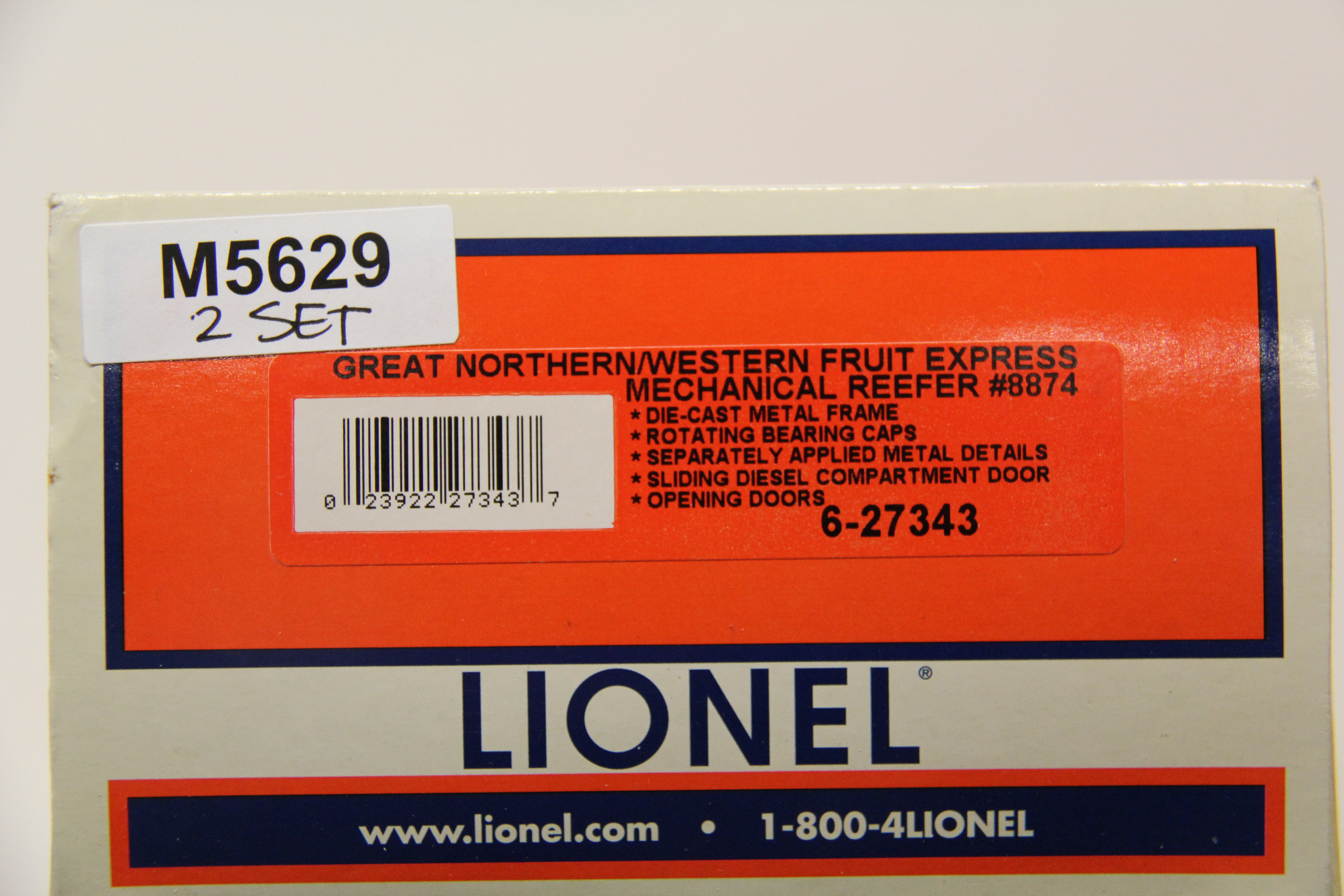 Lionel 6-27343 & 6-27344 Great Northern/Western Fruit Express Mechanical Reefer-2 Car Set-Second hand-M5629