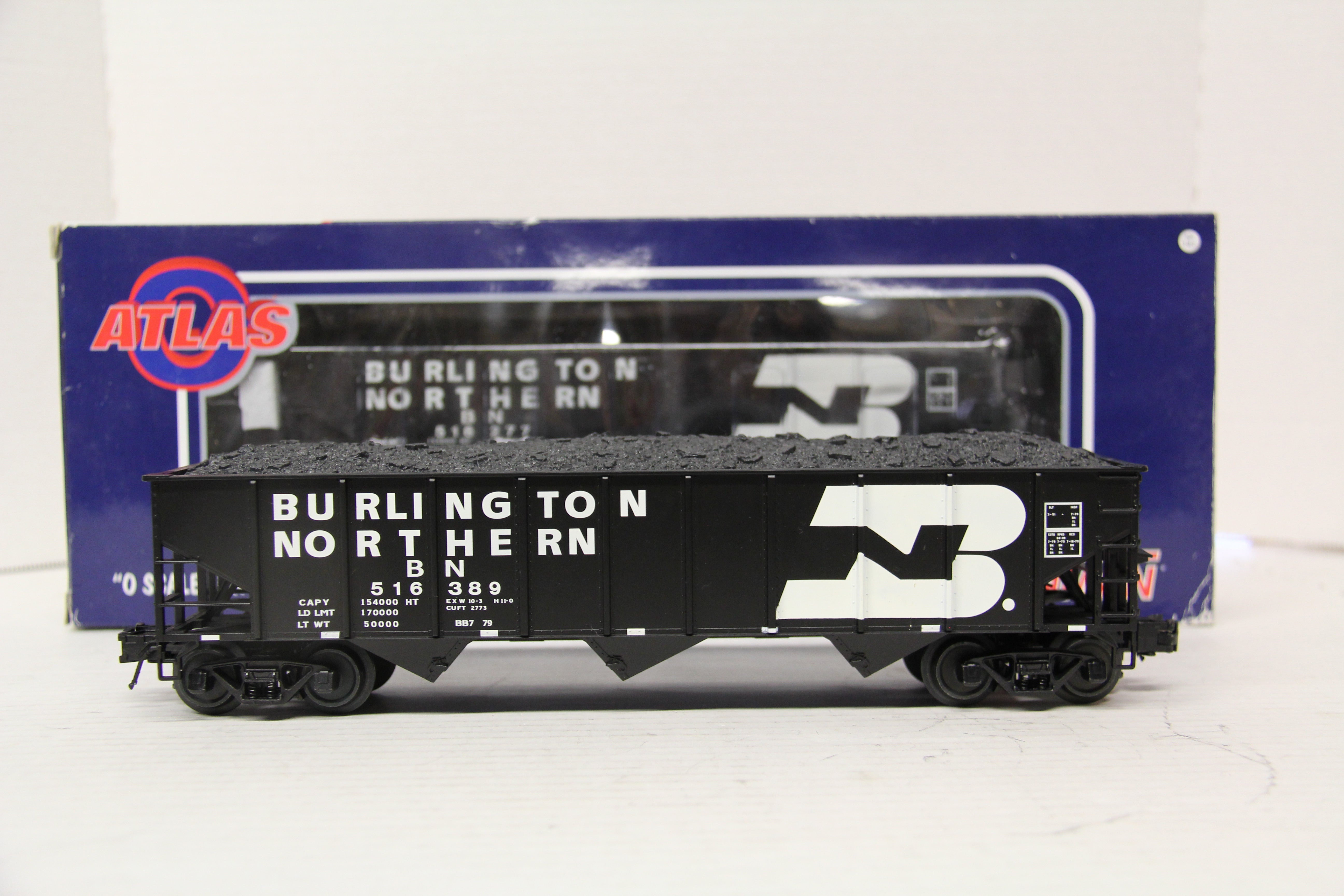 Atlas Trainman Burlington Northern #516277 AAR 70-Ton 3 Bay Open Hopper-2 Car Set-Second hand-M5632