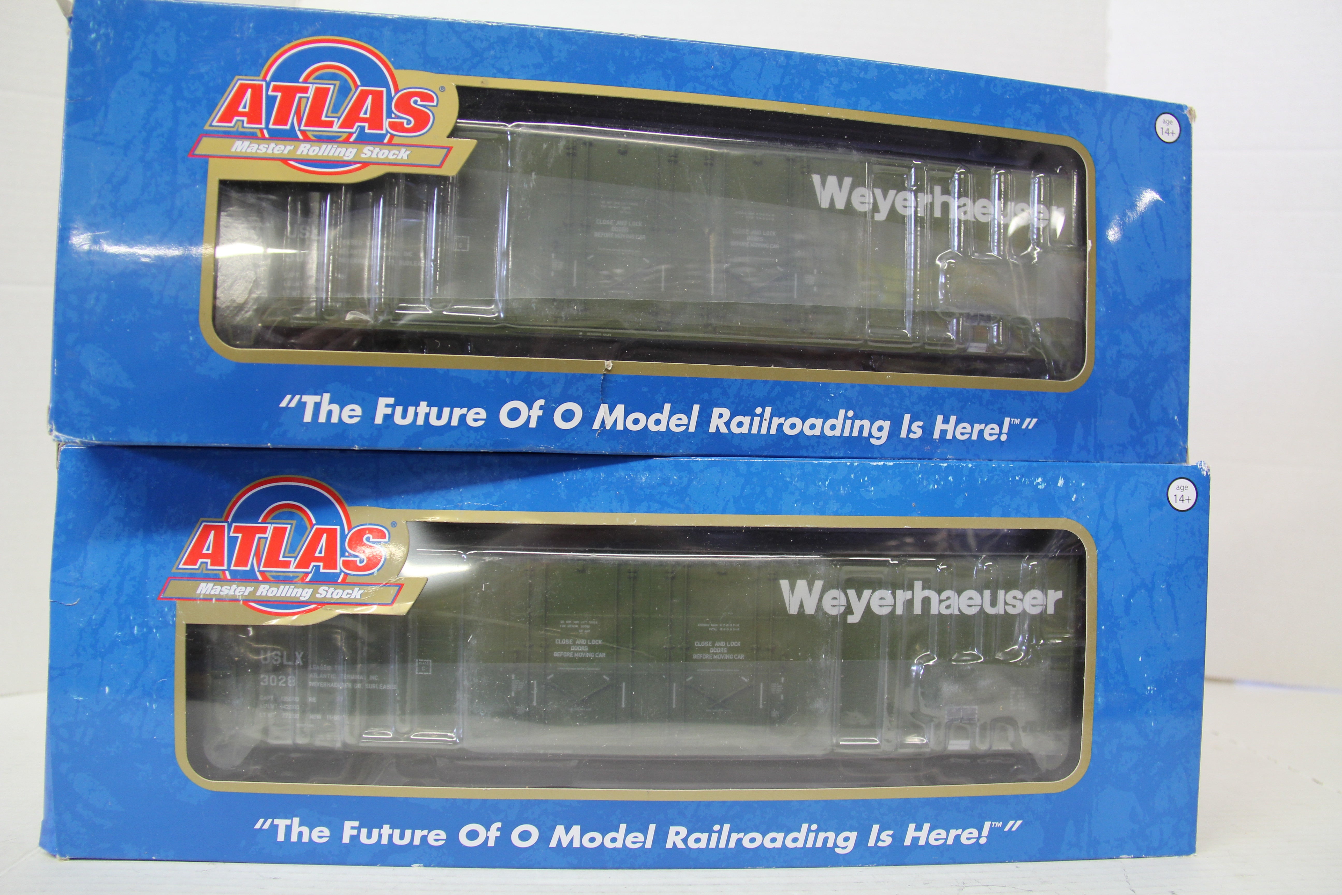 Atlas #3001316-3, -4 Weyerhaeuser Evans 53' DPD Box Car-2 Set-Second hand-M5646