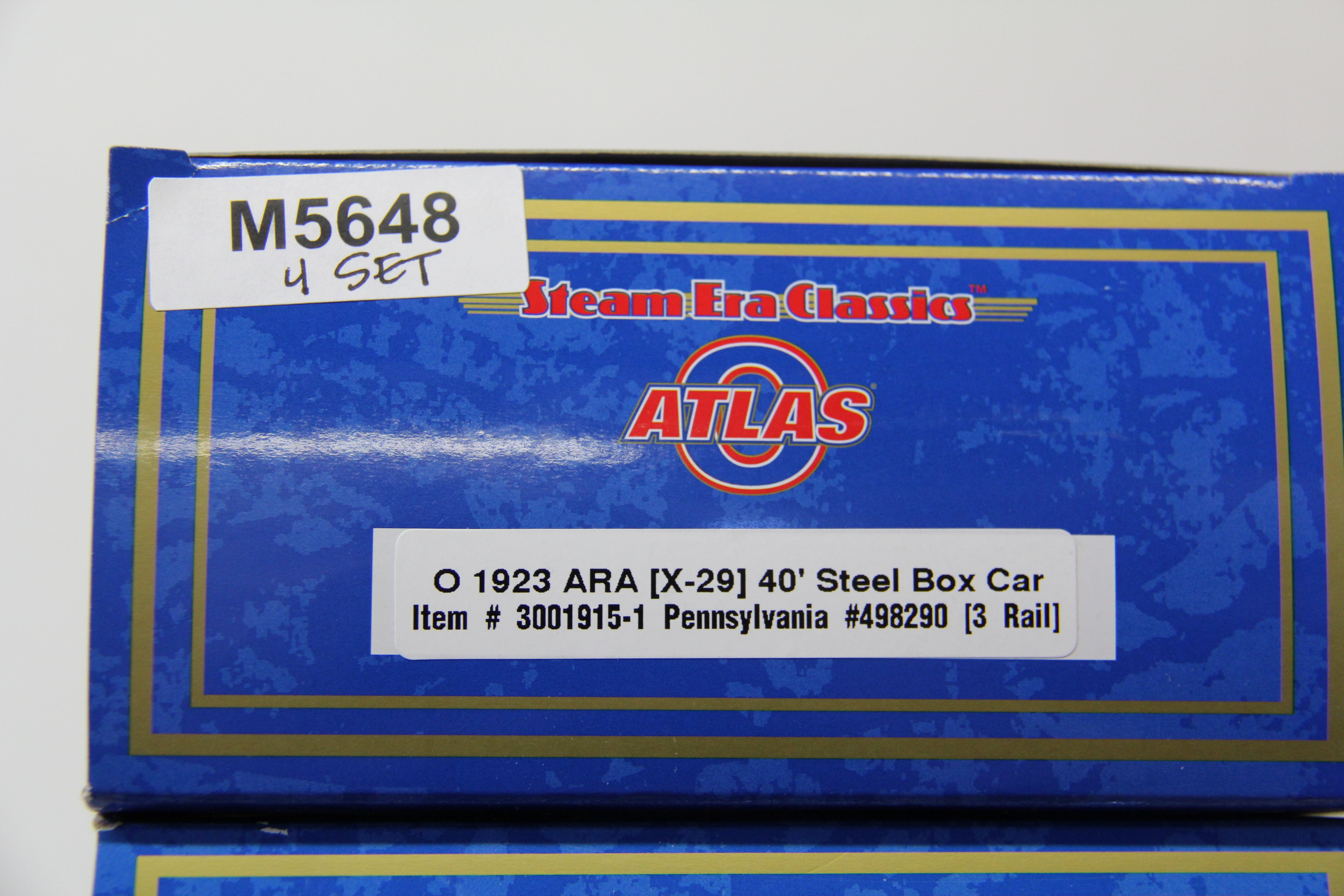 Atlas #3001915-1, -2, -3, -4 Pennsylvania 1923 ARA (X-29) 40' Steel Box Car-4 Set-Second hand-M5648