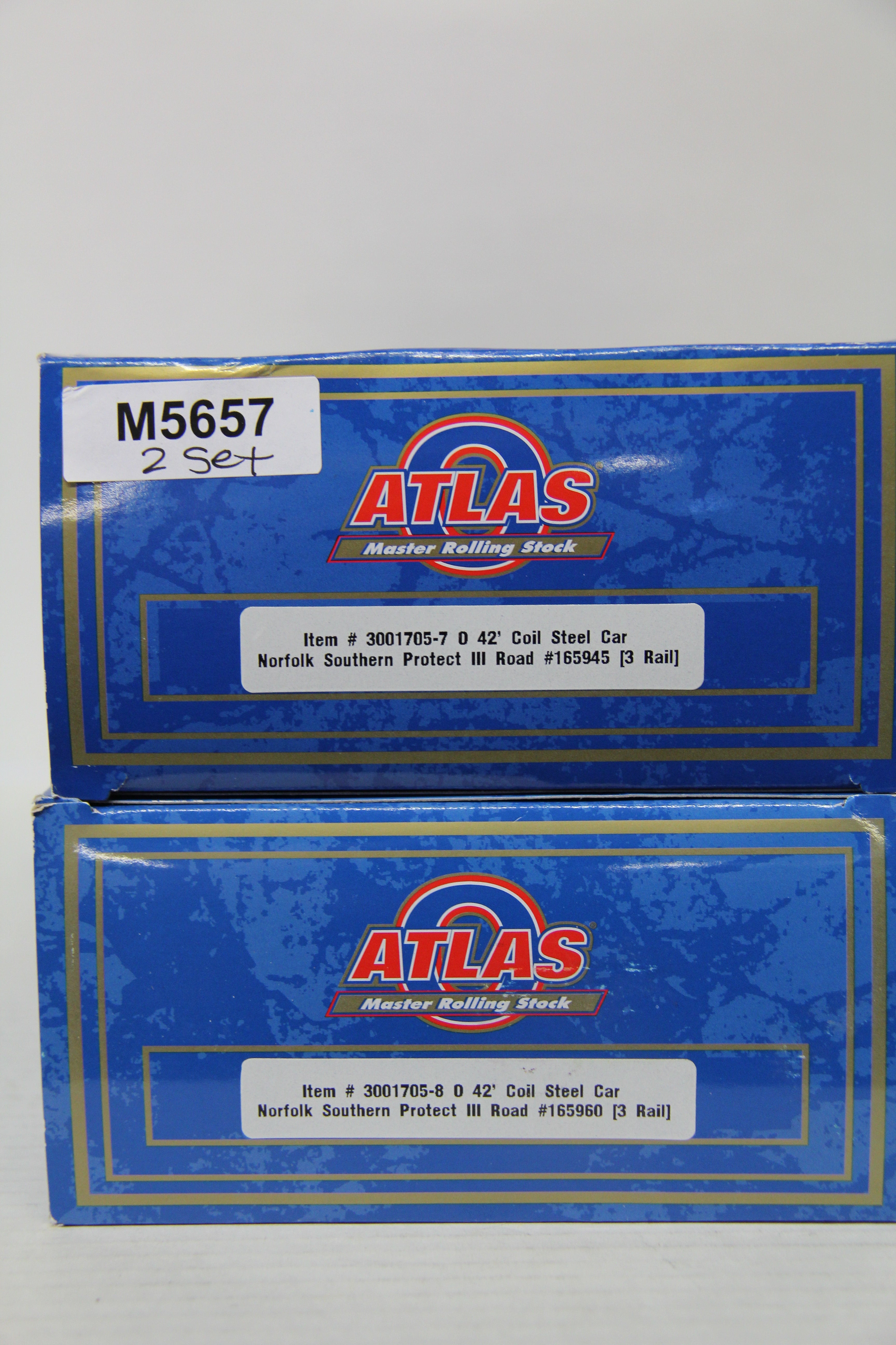 Atlas #3001705-7, -8, Norfolk Southern Protect III 42' Coil Steel Car-2 Set-Second hand-M5657