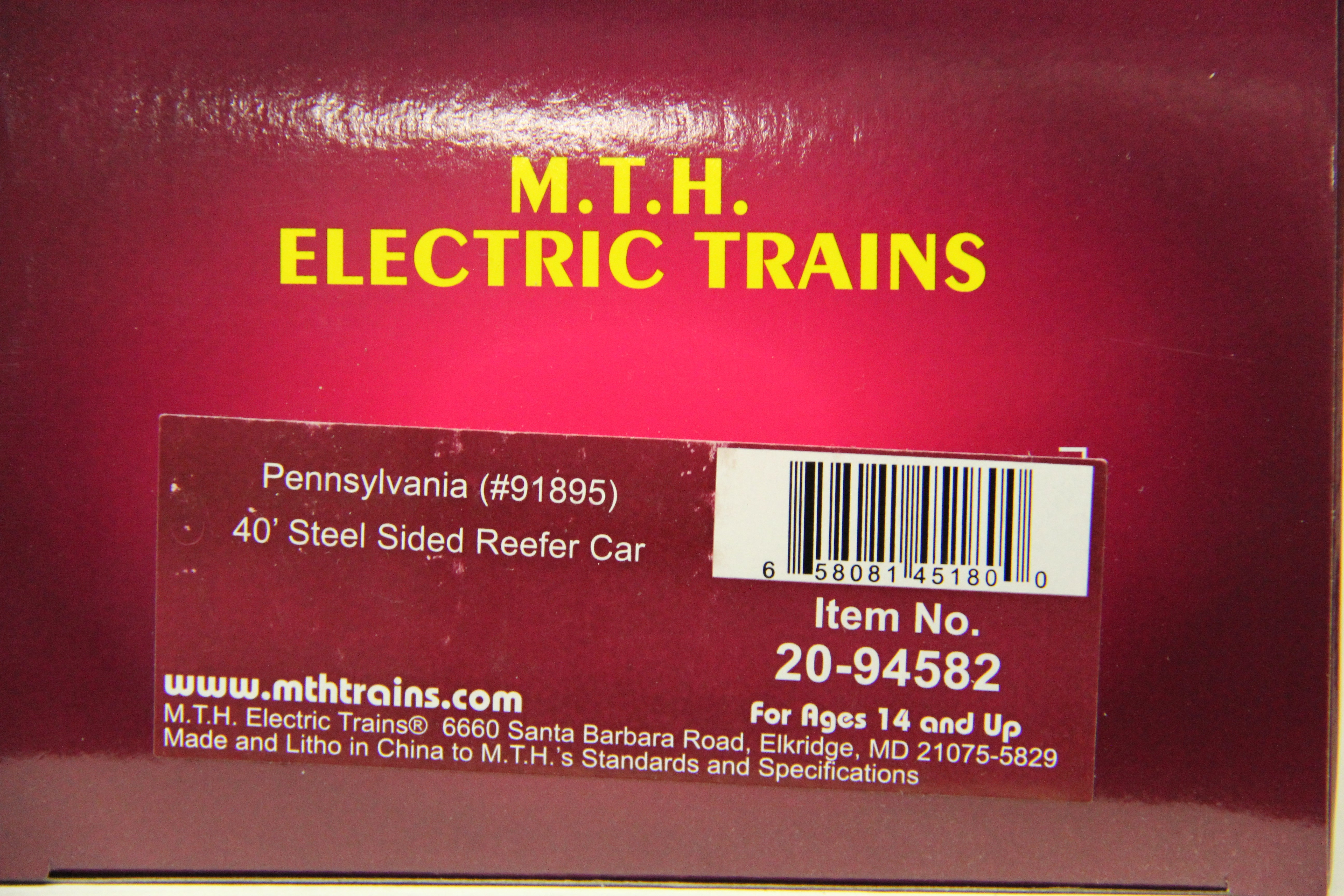 MTH 20-94582 Pennsylvania 40' Steel Sided Reefer Car-2 Car Set-Second hand-M5676