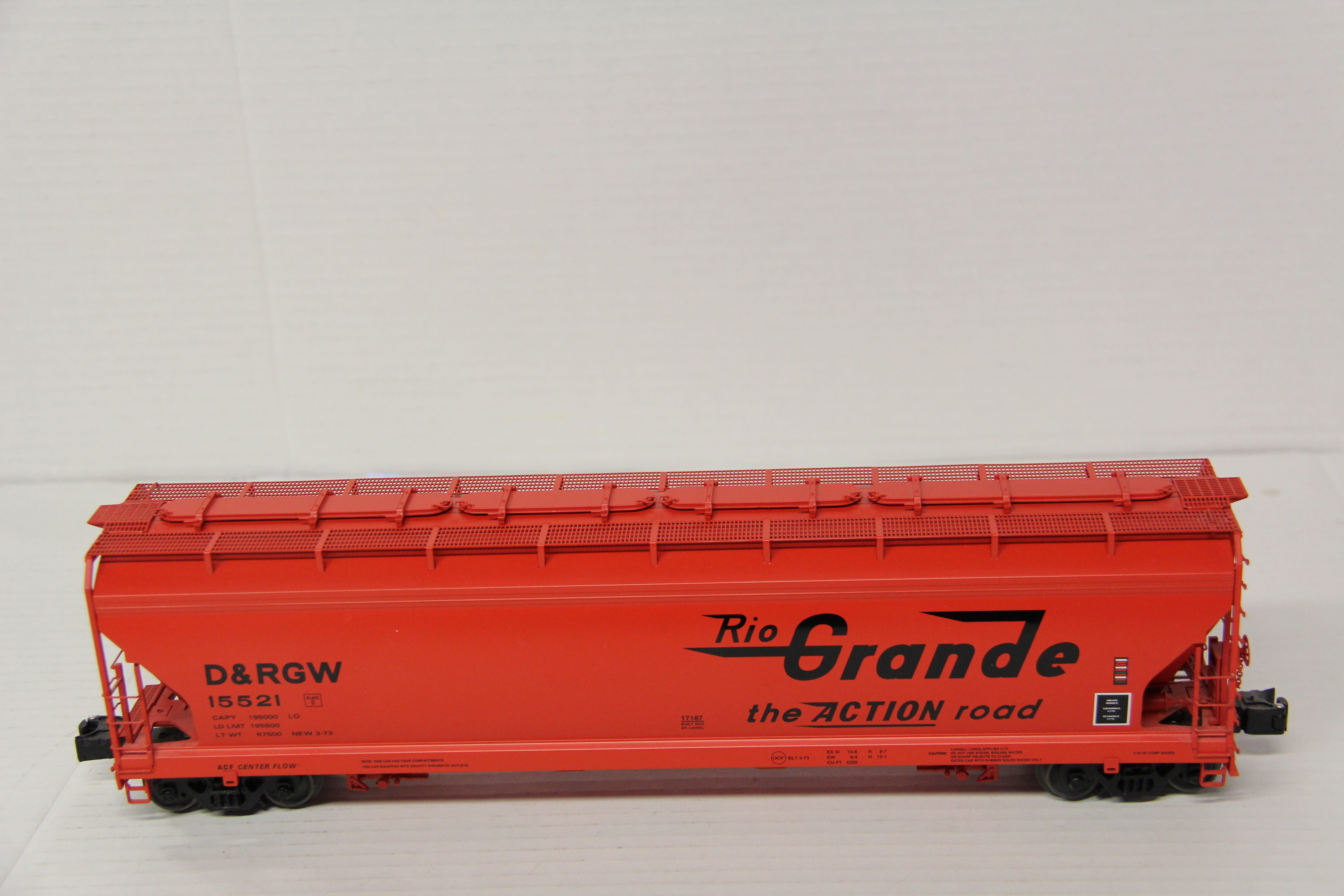 Lionel 6-17187 Rio Grande ACF 4-Bay Aluminum Body Hopper #15521-Second hand-M7038