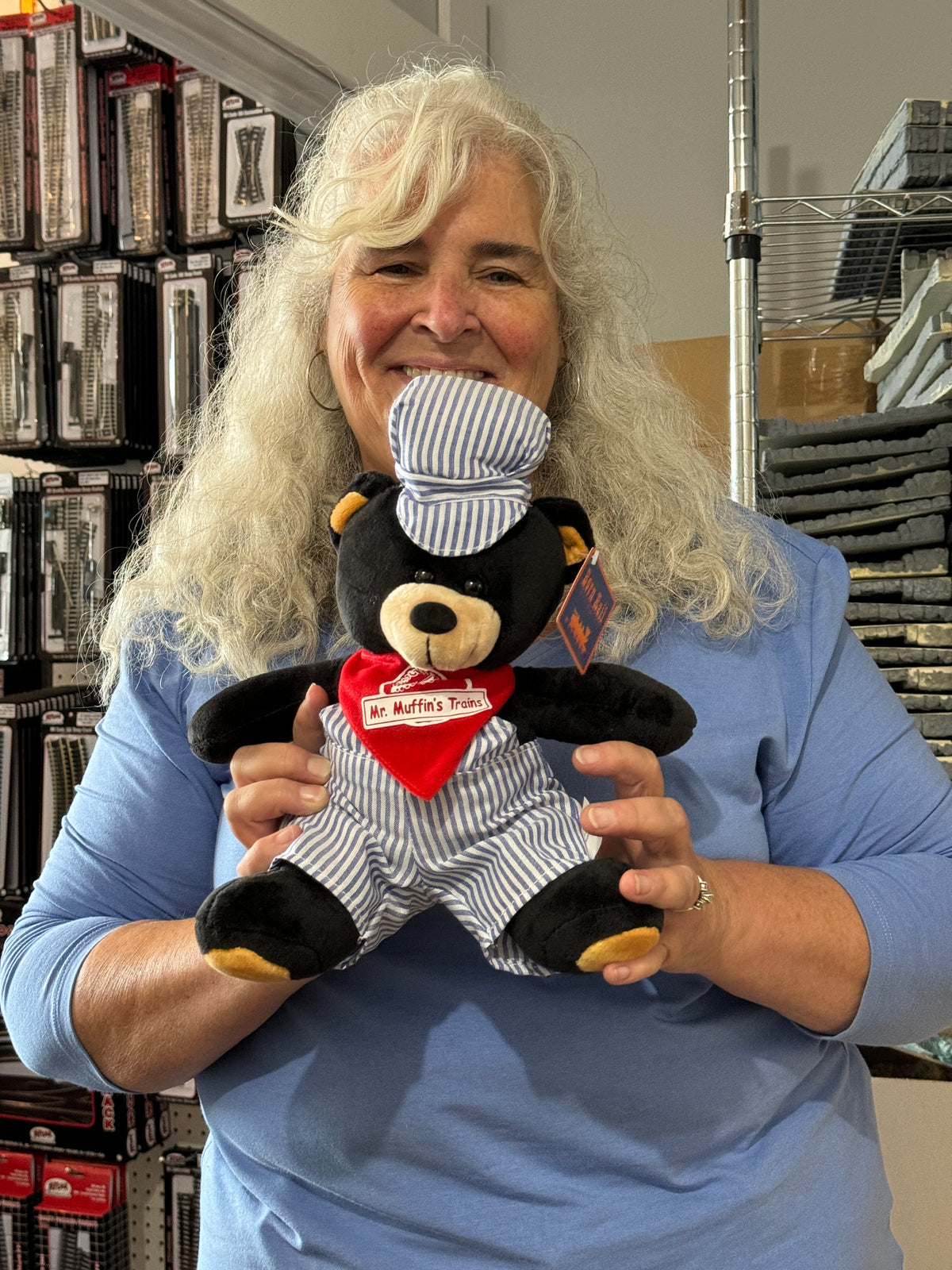 Stuffed Animal - Large Engineer Black Bear - MrMuffin'sTrains