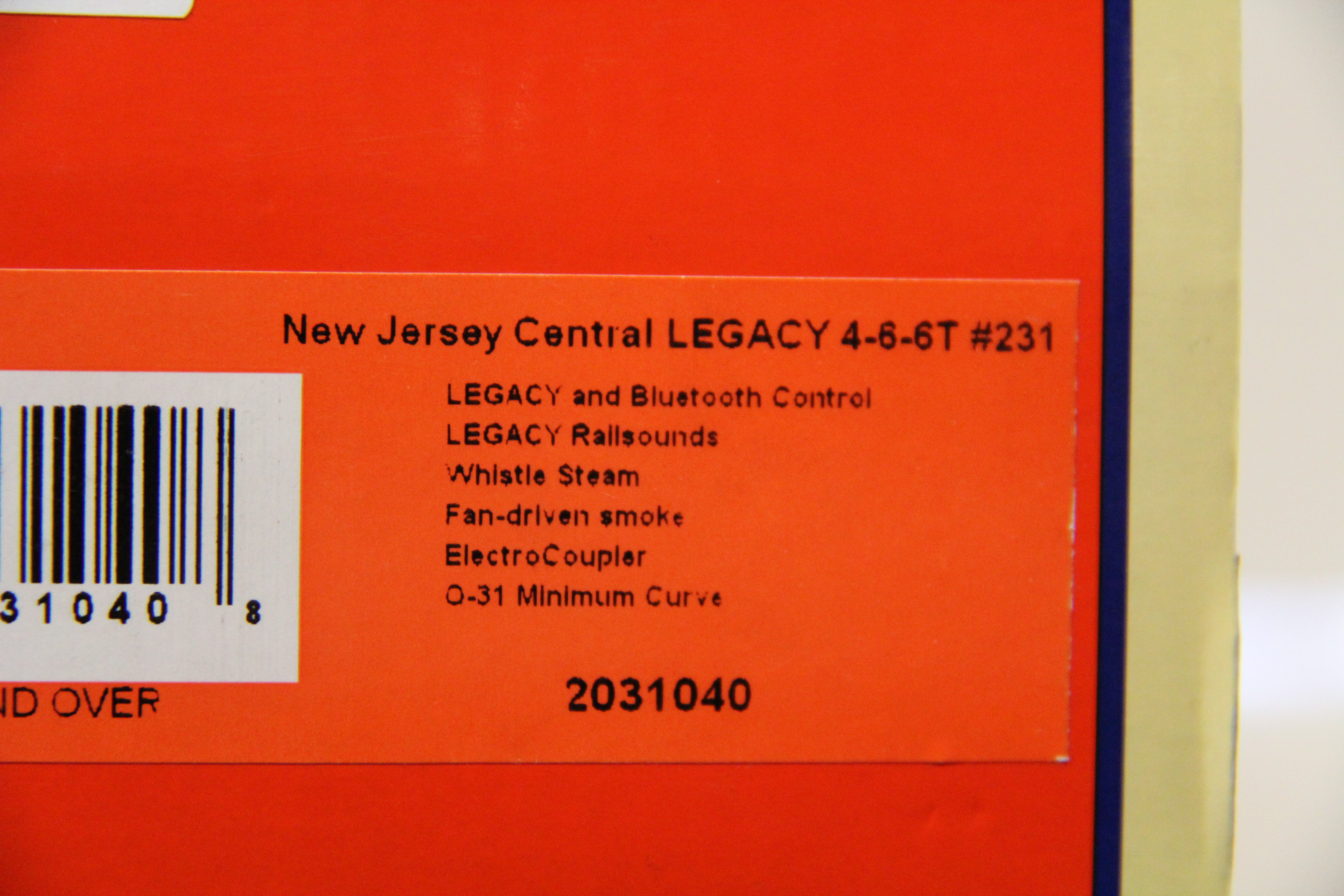 Lionel #2031040 New Jersey Central Legacy 4-6-6T #231-Second hand-M5760