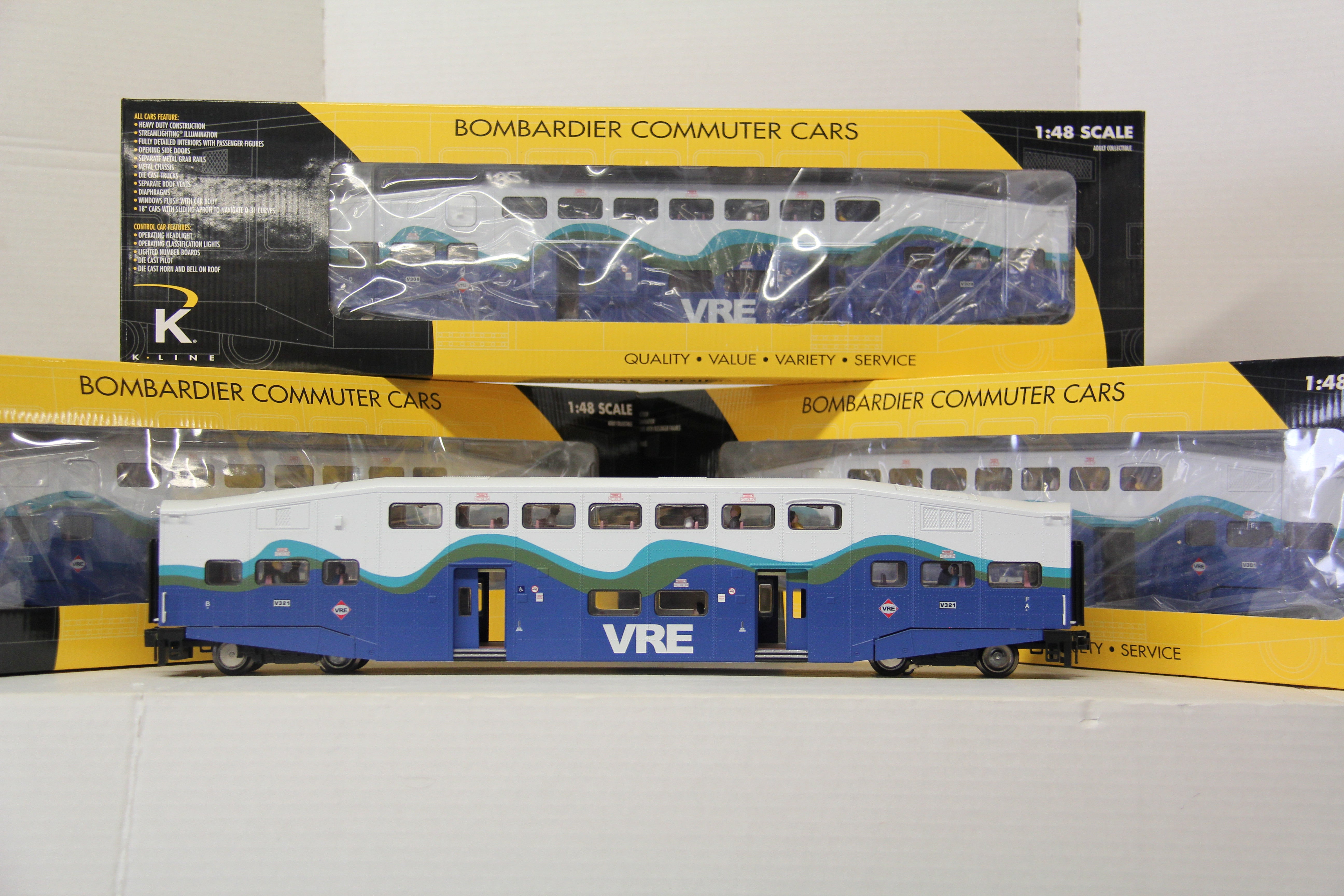 K-Line K2436-5006 VRE F59PHi Diesel #V40 & K4636-35001, 2, 3, 4 VRE Bombardier 18" 4 Car Pass Set -Second hand-M5765